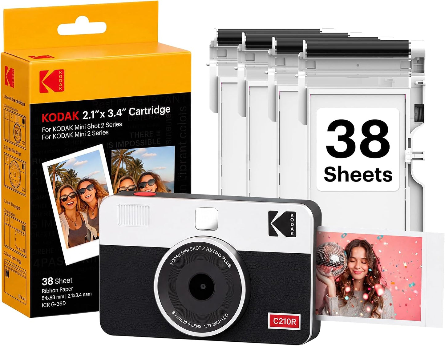 Kodak Mini Shot 2 Retro | Paquete de 68 hojas | Cámara instantánea...