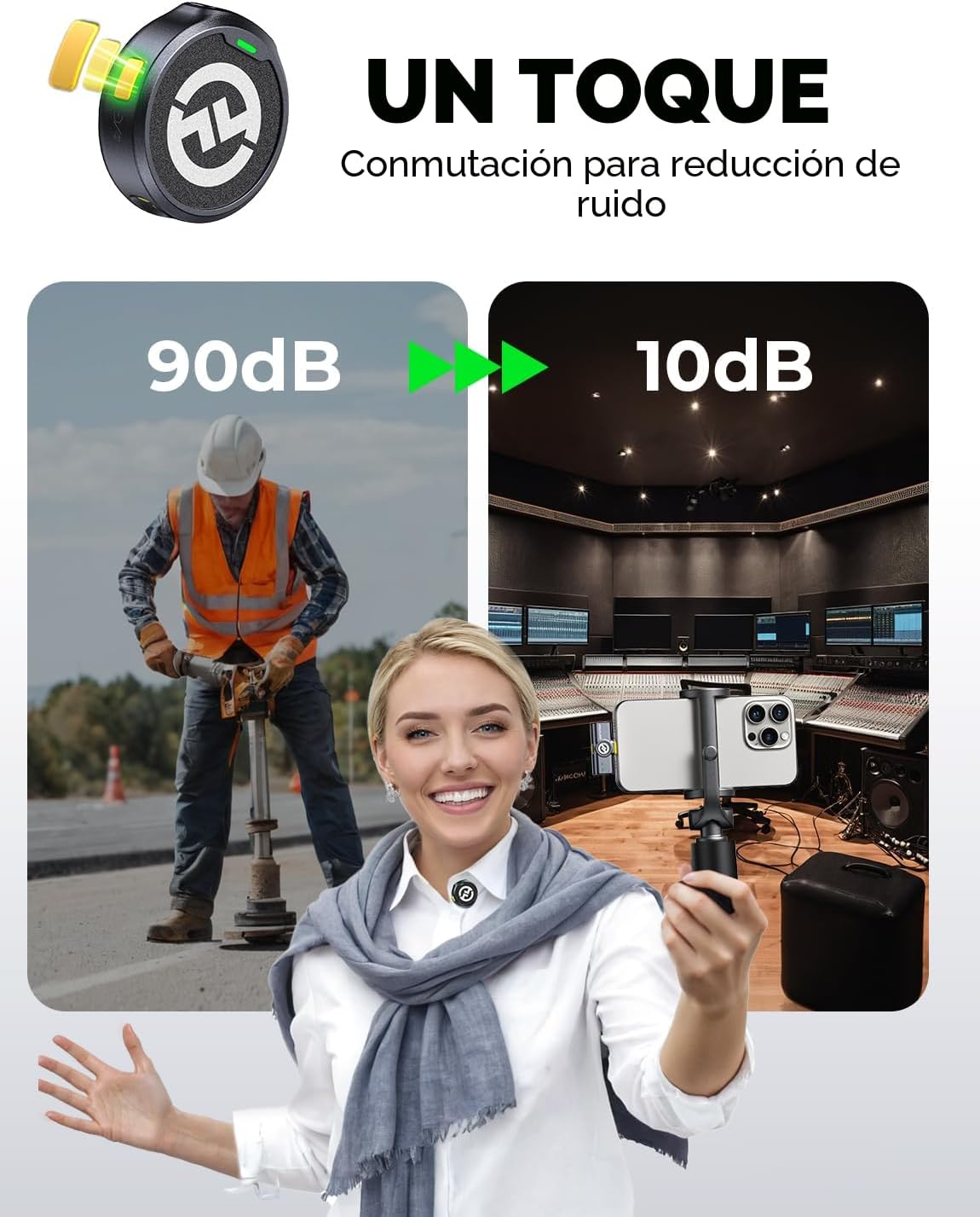 Micrófono inalámbrico Hollyland Lark M2 para iPhone 15\/16\/17 y An...