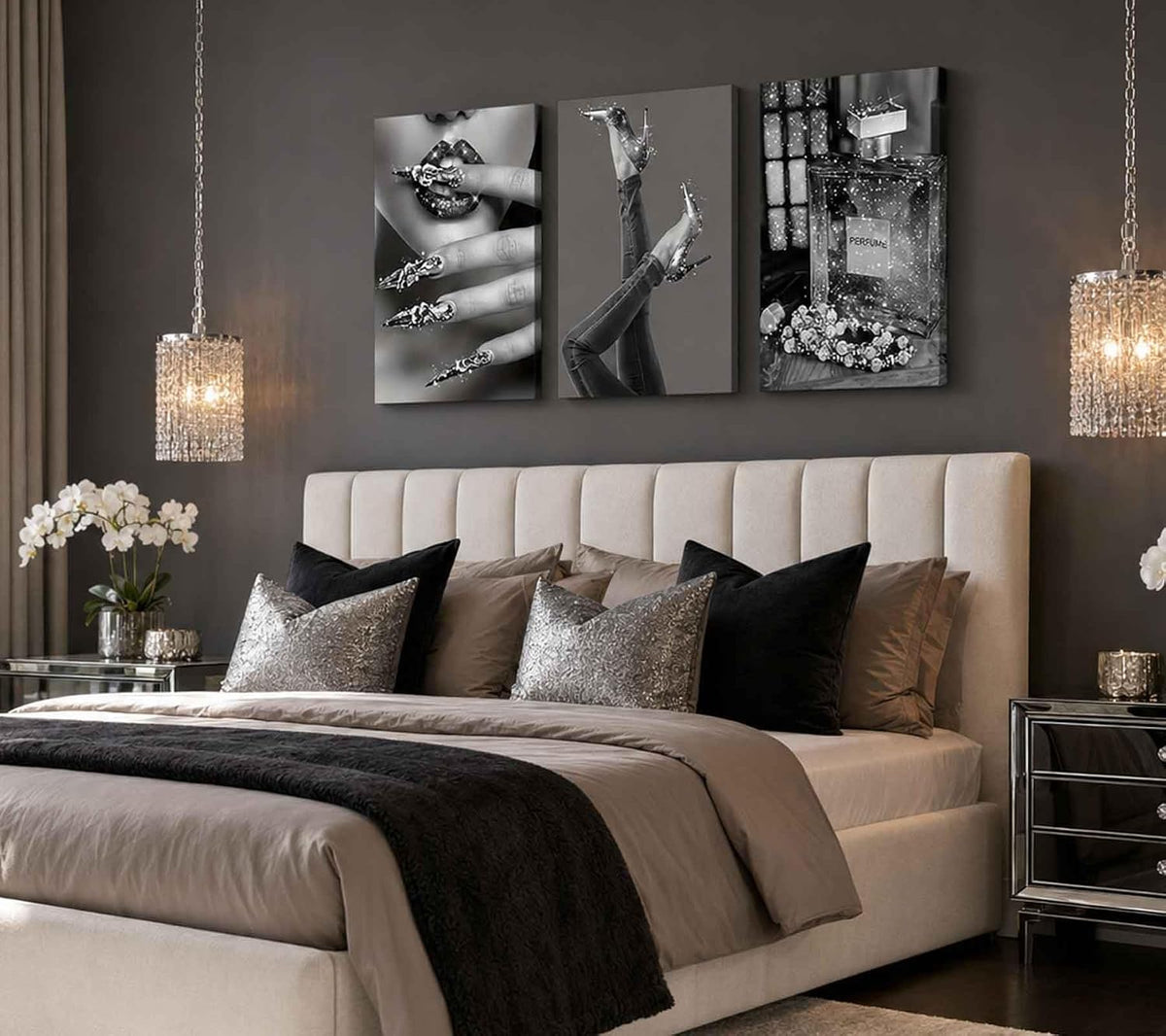 Lienzo moderno para mujer, arte de pared con estilo en blanco y neg...