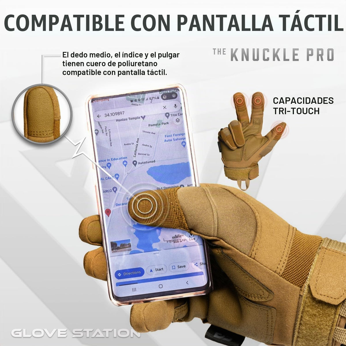Glove Station Guantes utilitarios para nudillos duros, pantalla tác...