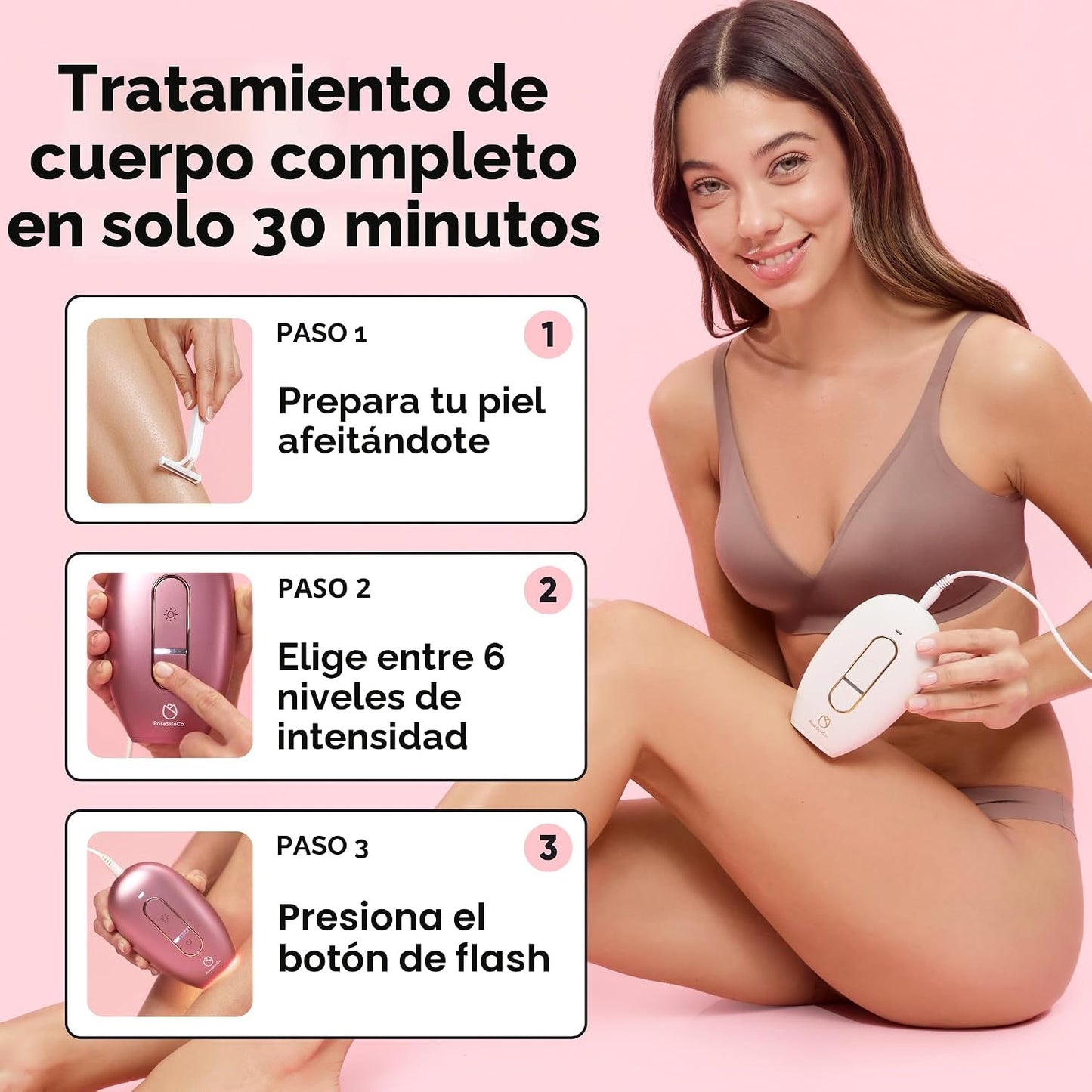 RoseSkinCo Lumi - Dispositivo de depilación láser IPL, reducción pe...