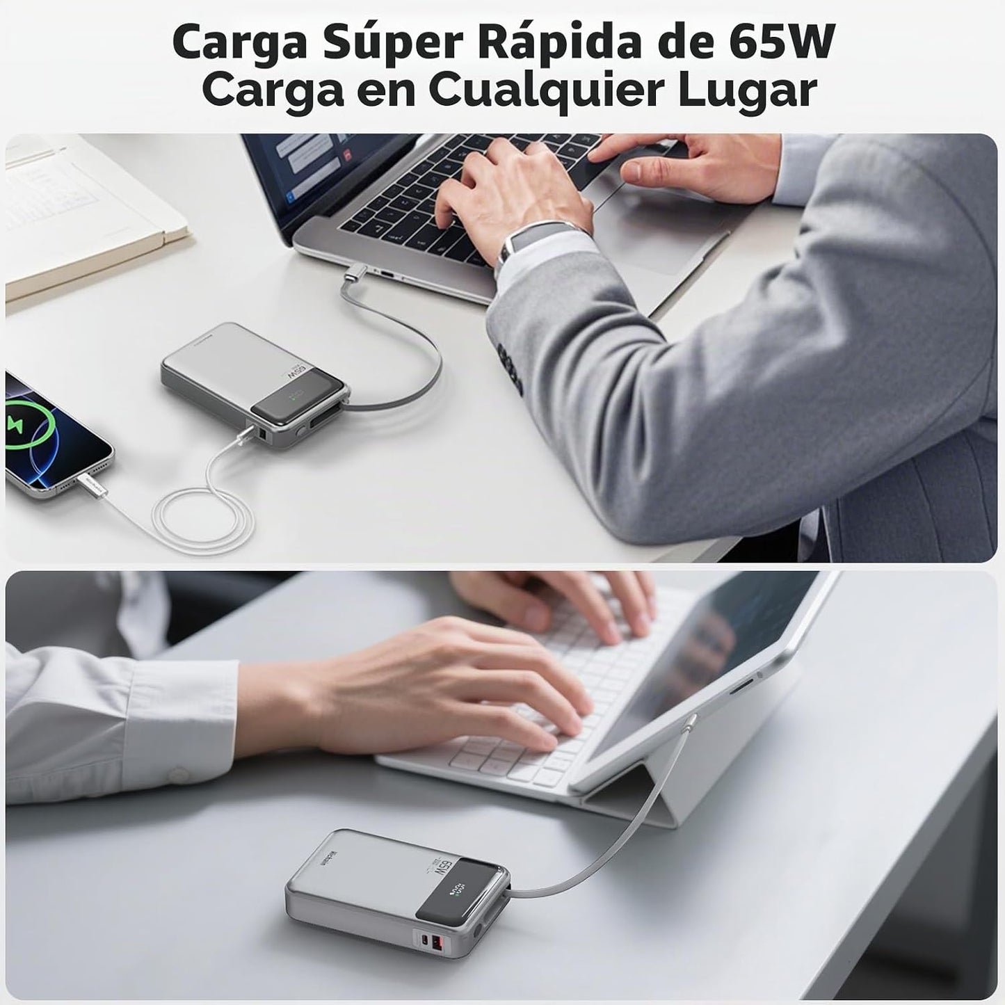 Hichain Banco de energía para portátil de 65 W, 20000 mAh, cargador...