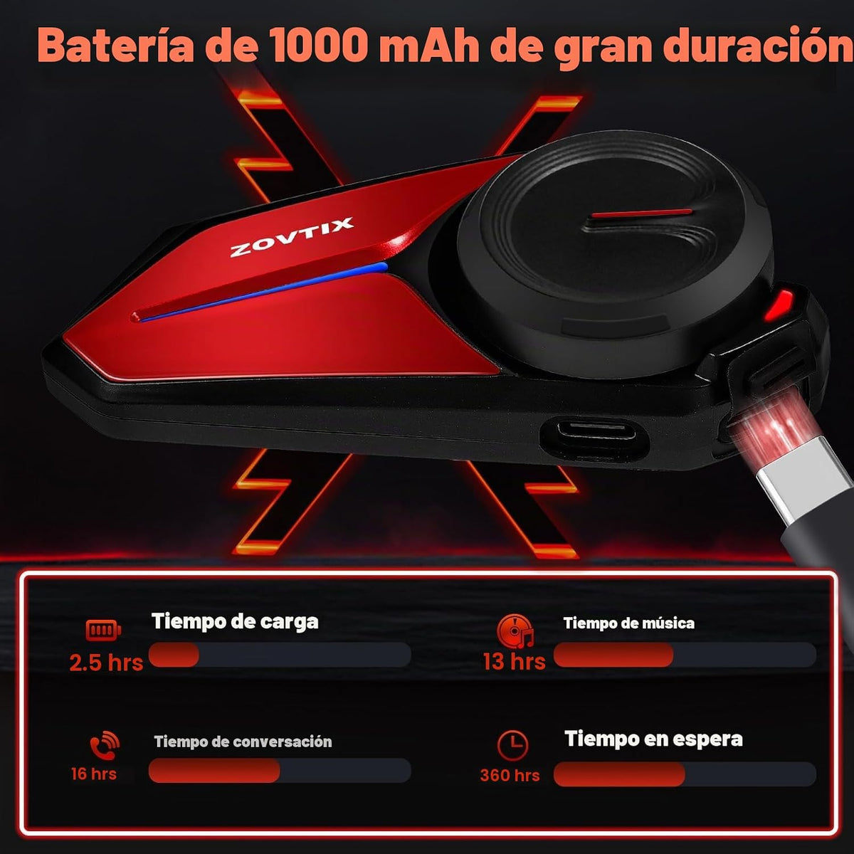 Auriculares para casco de motocicleta, soporte para 8 motociclistas...