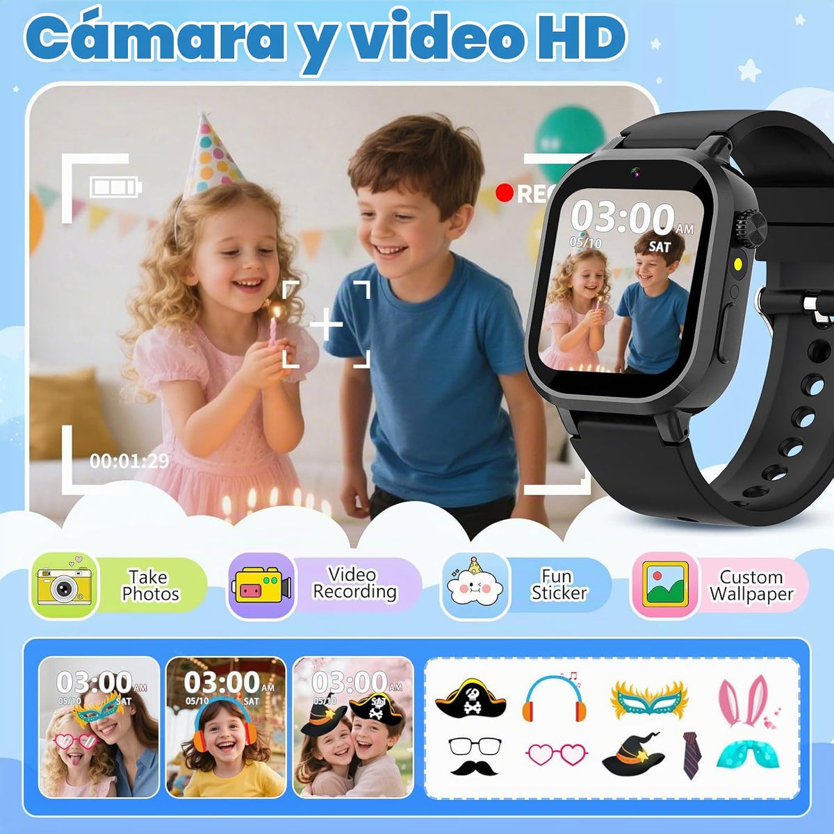 Wiszodet Reloj inteligente impermeable para niños, regalo para niño...