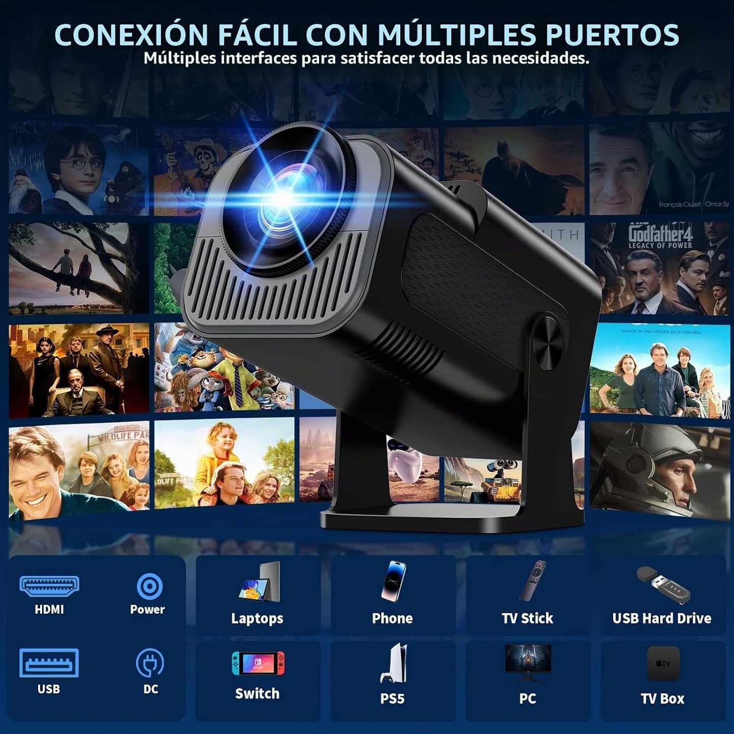 [Proyector 2026 actualizado] Mini proyector compatible con 4K 1080P...