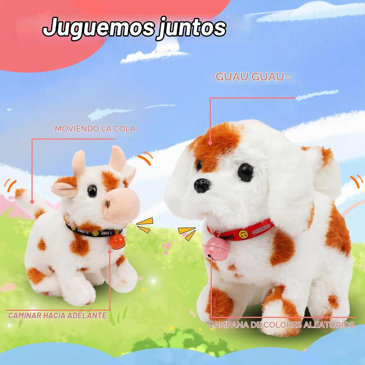 Hopearl Vaca caminante interactiva de peluche electrónico diario de...