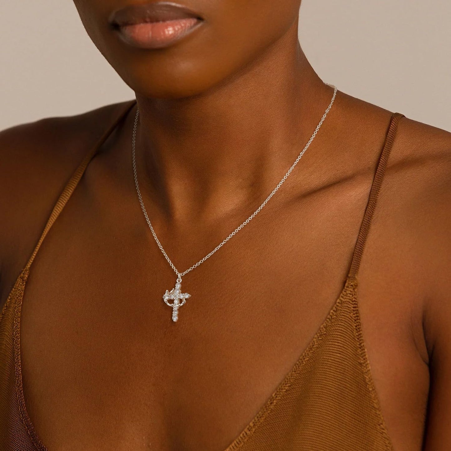 Tewiky - Collar con dije de cruz para mujer, regalo cristiano, rell...