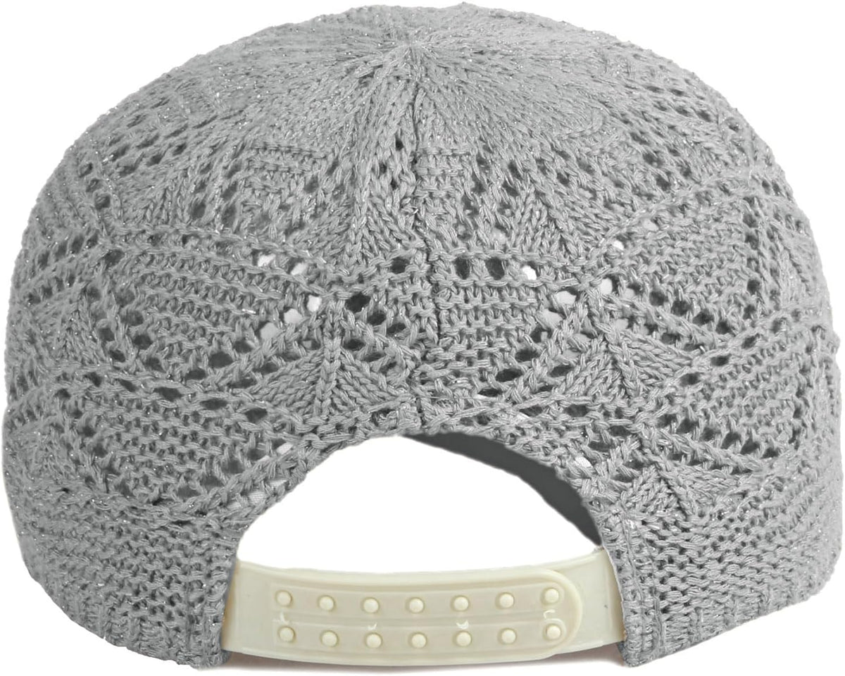 FASHIXD Gorra de béisbol de malla tejida para mujer, de hilo de ver...