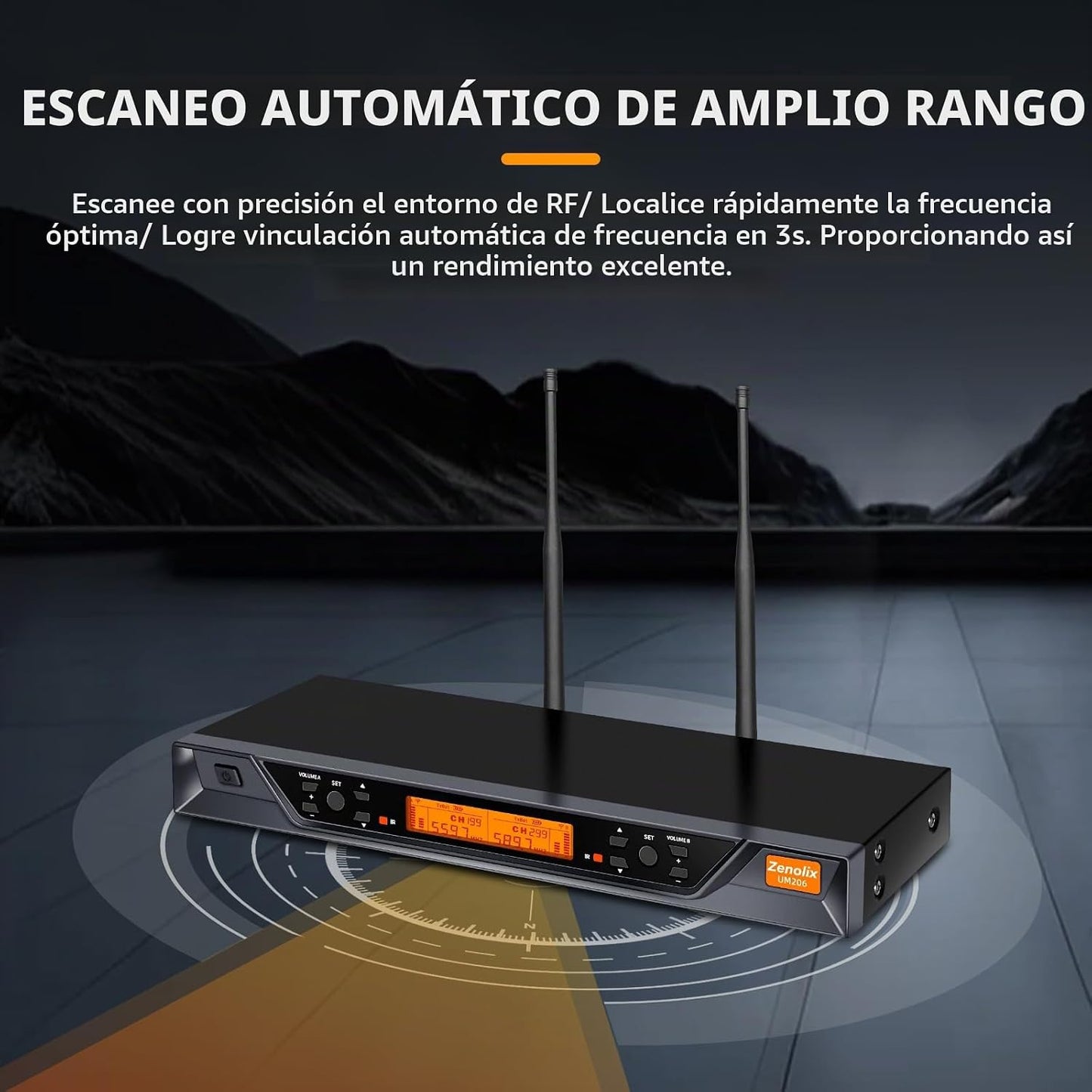 Zenolix UM206 Sistema de micrófono inalámbrico de 2 canales con mic...