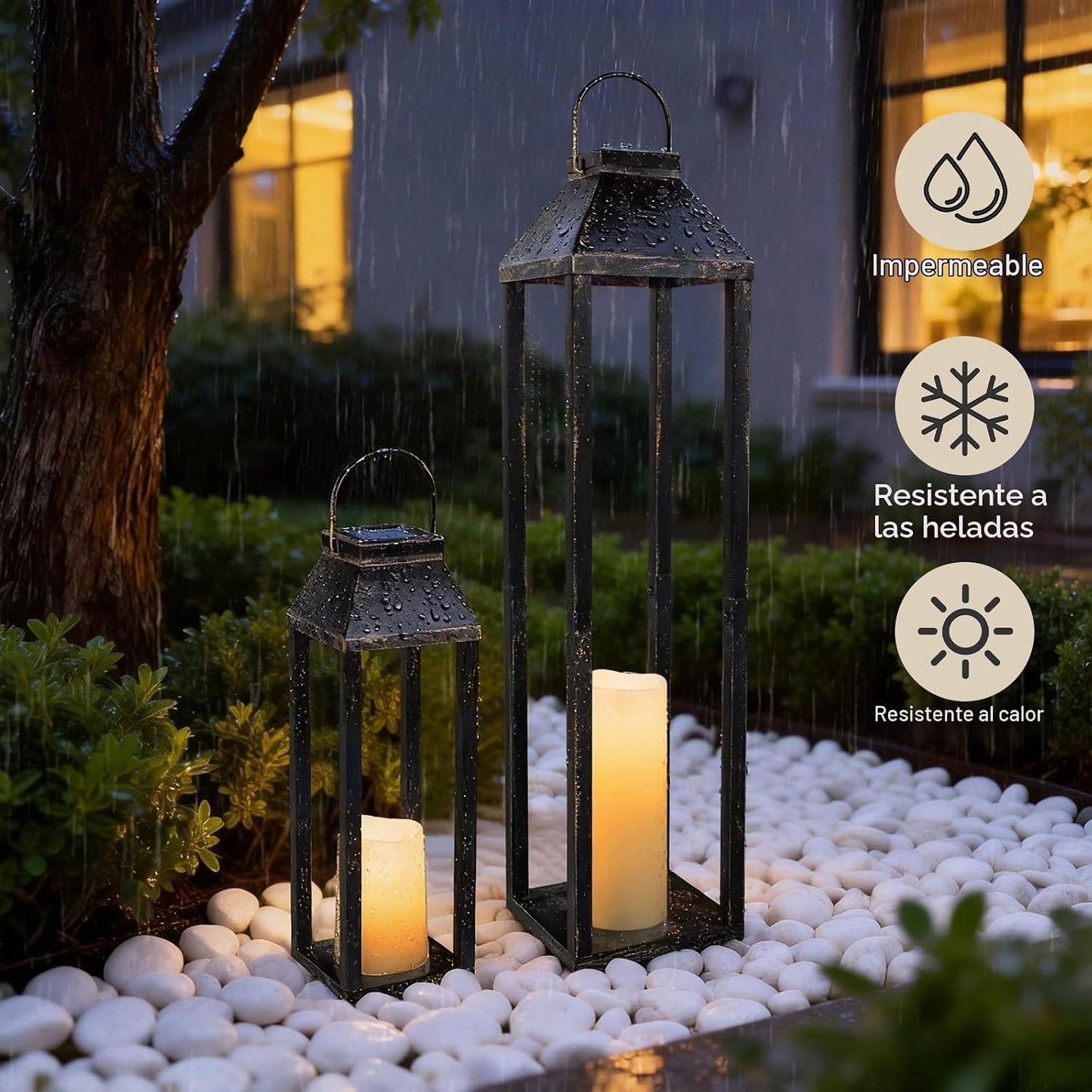 Faroles solares grandes para exteriores, impermeables, faroles deco...