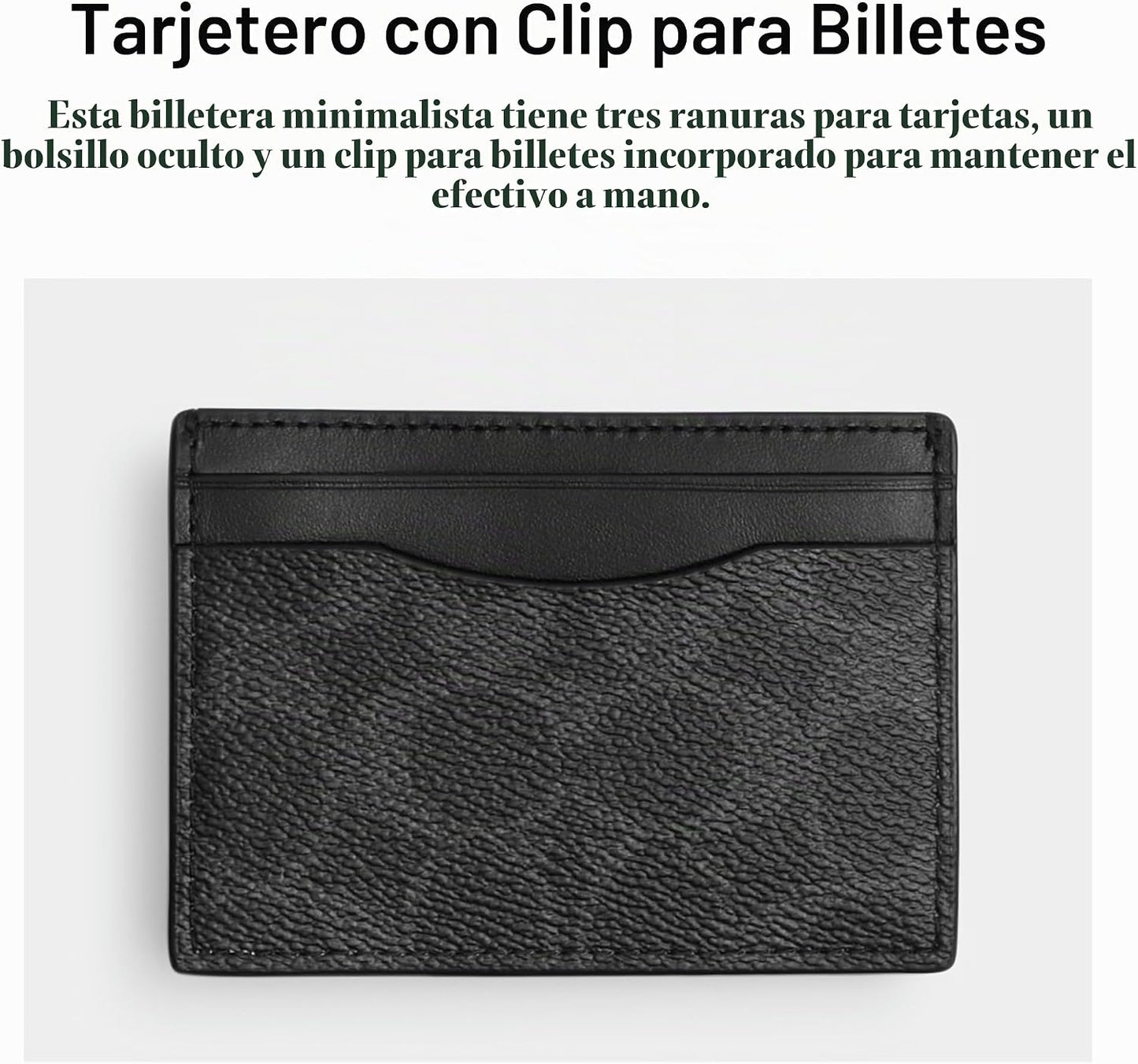 Estuche para tarjetas con clip para dinero con firma