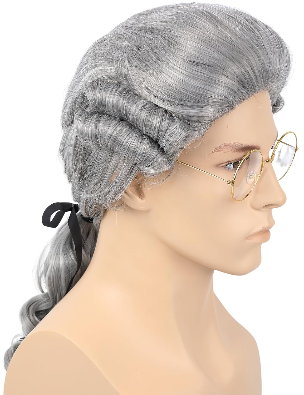 Bettecos Peluca colonial de juez para hombre con anteojos, peluca l...