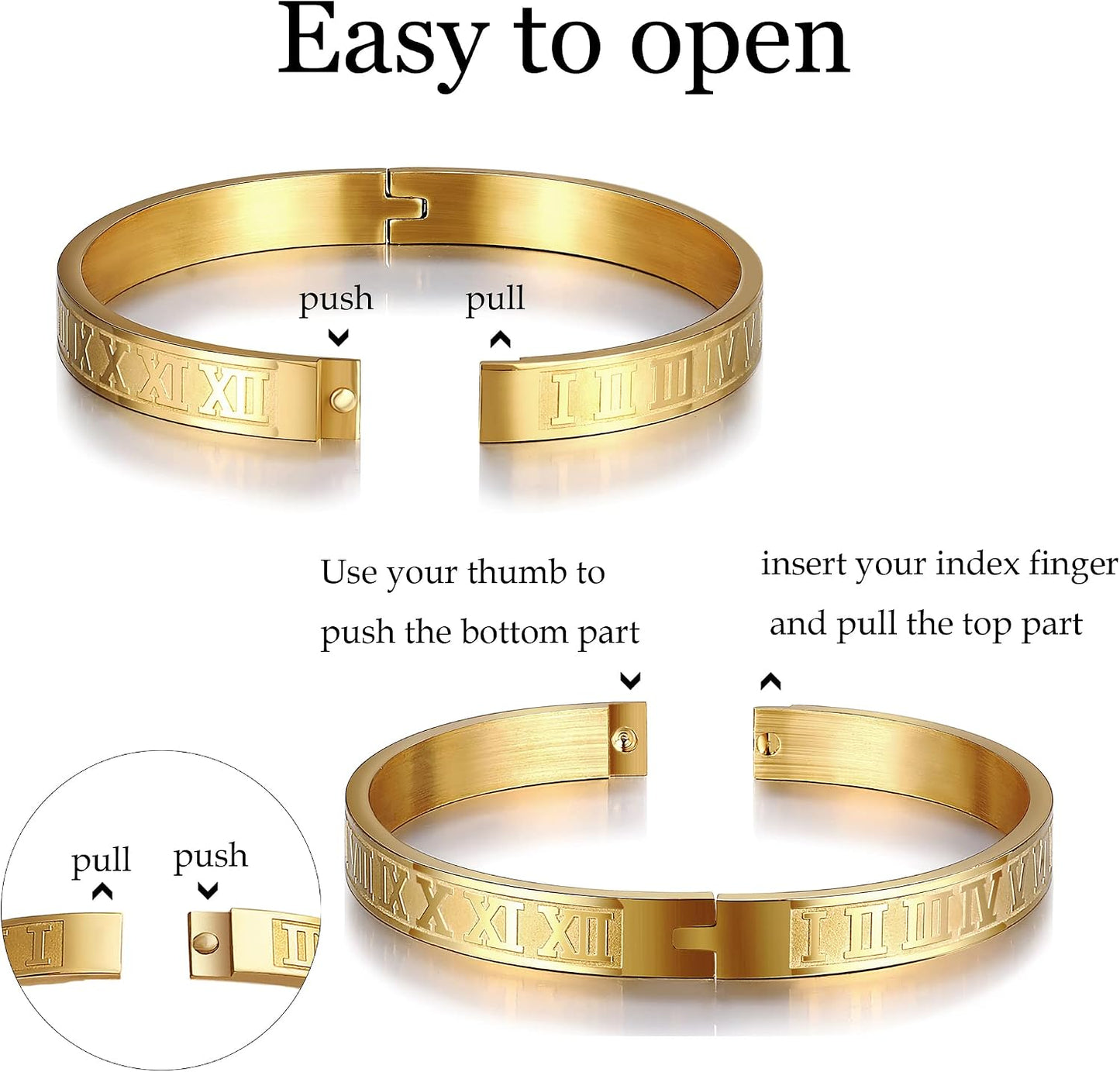 WFYOU 3 pulseras de acero inoxidable para hombres, pulseras de oro...