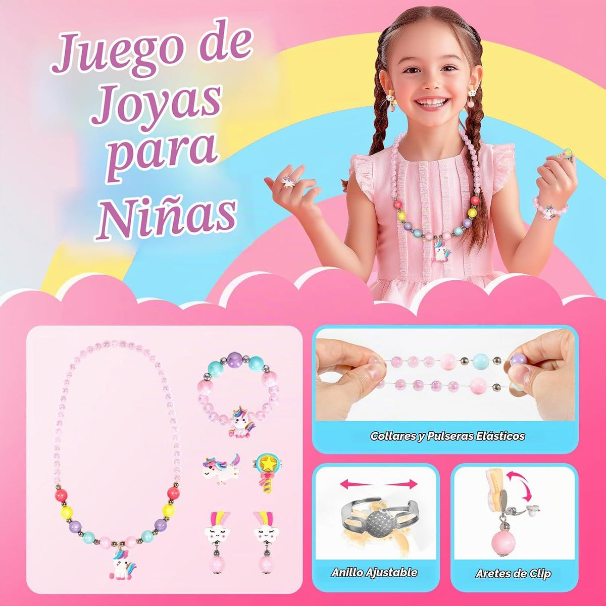 ULOVEME Umicorn - Kit de maquillaje real para niñas pequeñas, jugue...