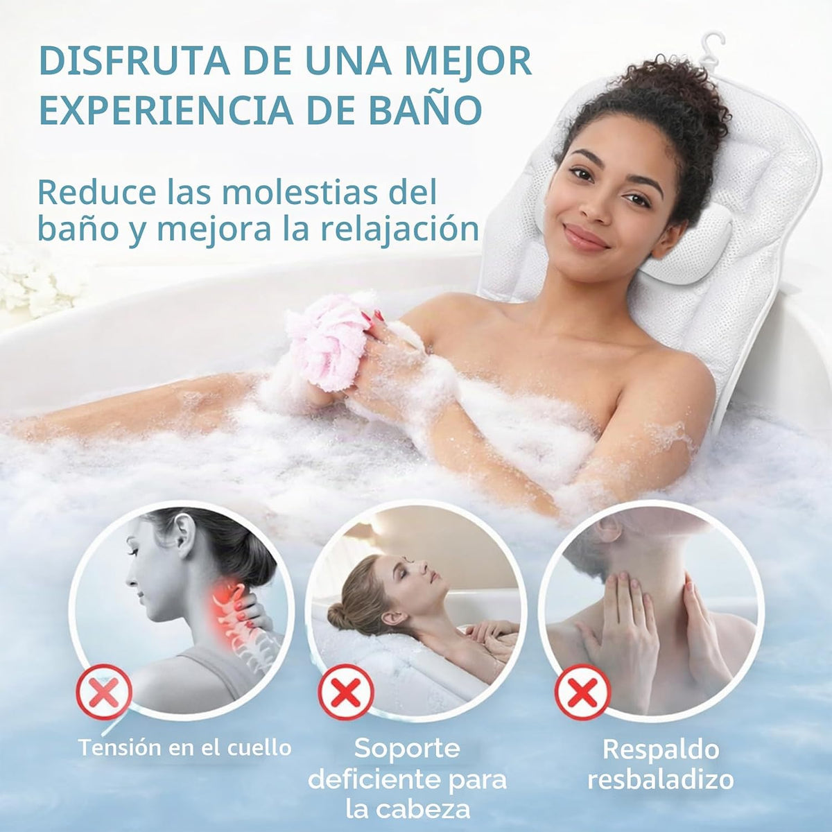 Almohada de cuerpo completo para bañera con soporte lumbar, cojín d...