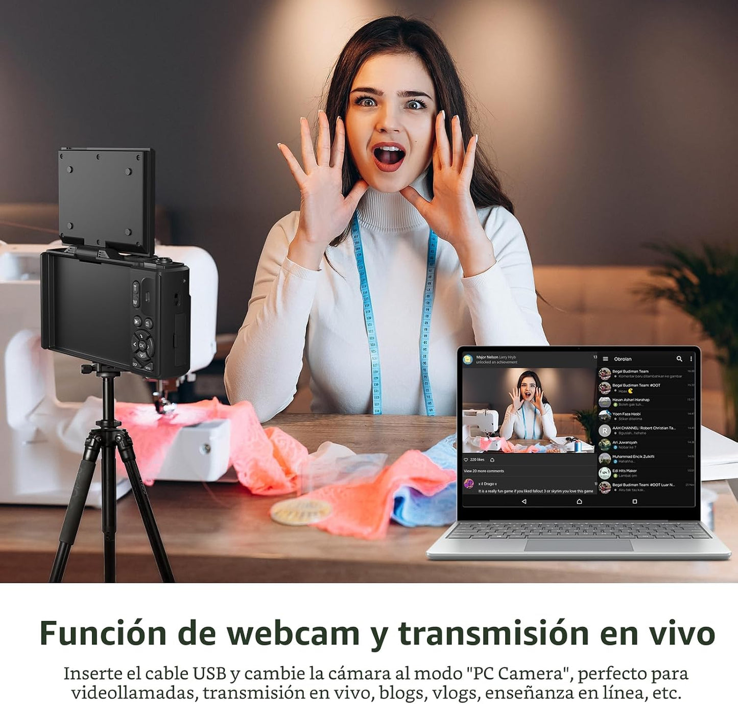 Cámara digital 4K para fotografía, cámara de vlogging de 64 MP con...