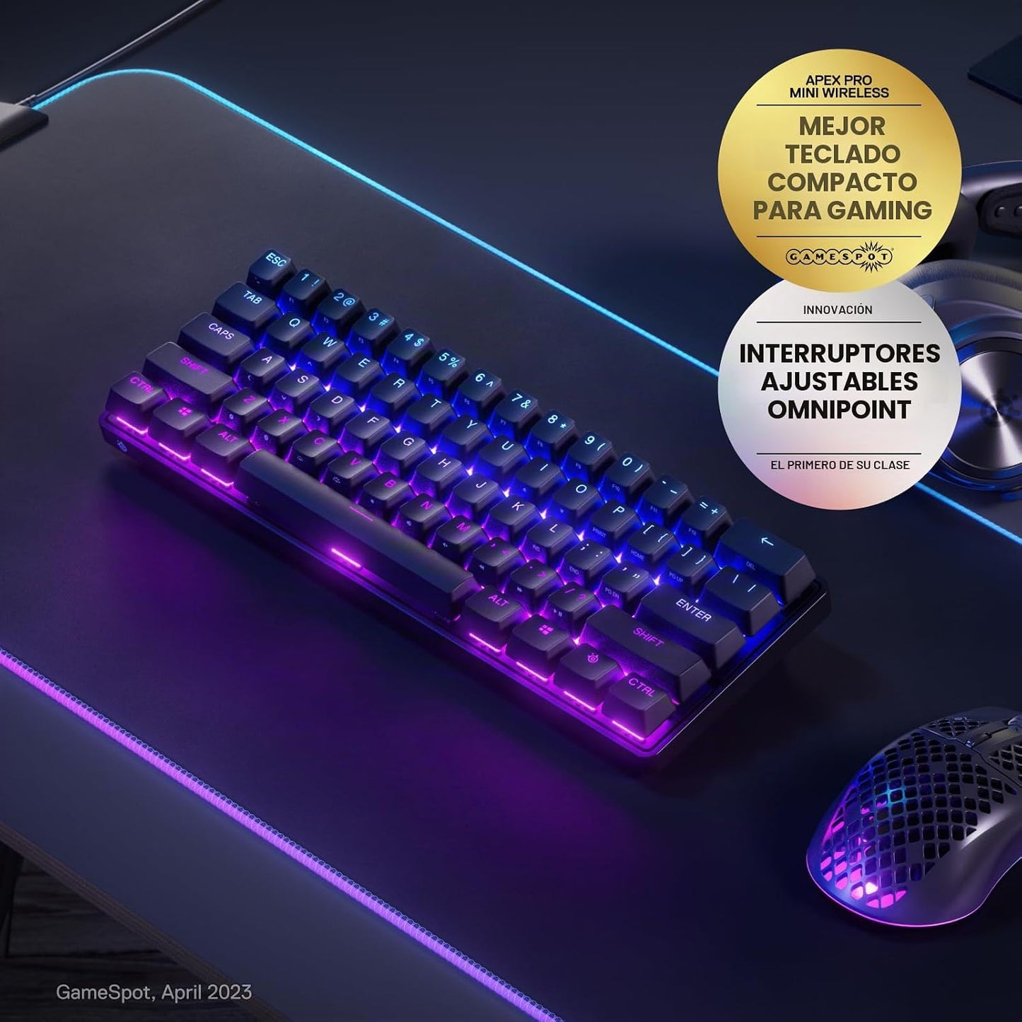 SteelSeries Teclado inalámbrico Apex Pro Mini - Diseño del 60% - Om...