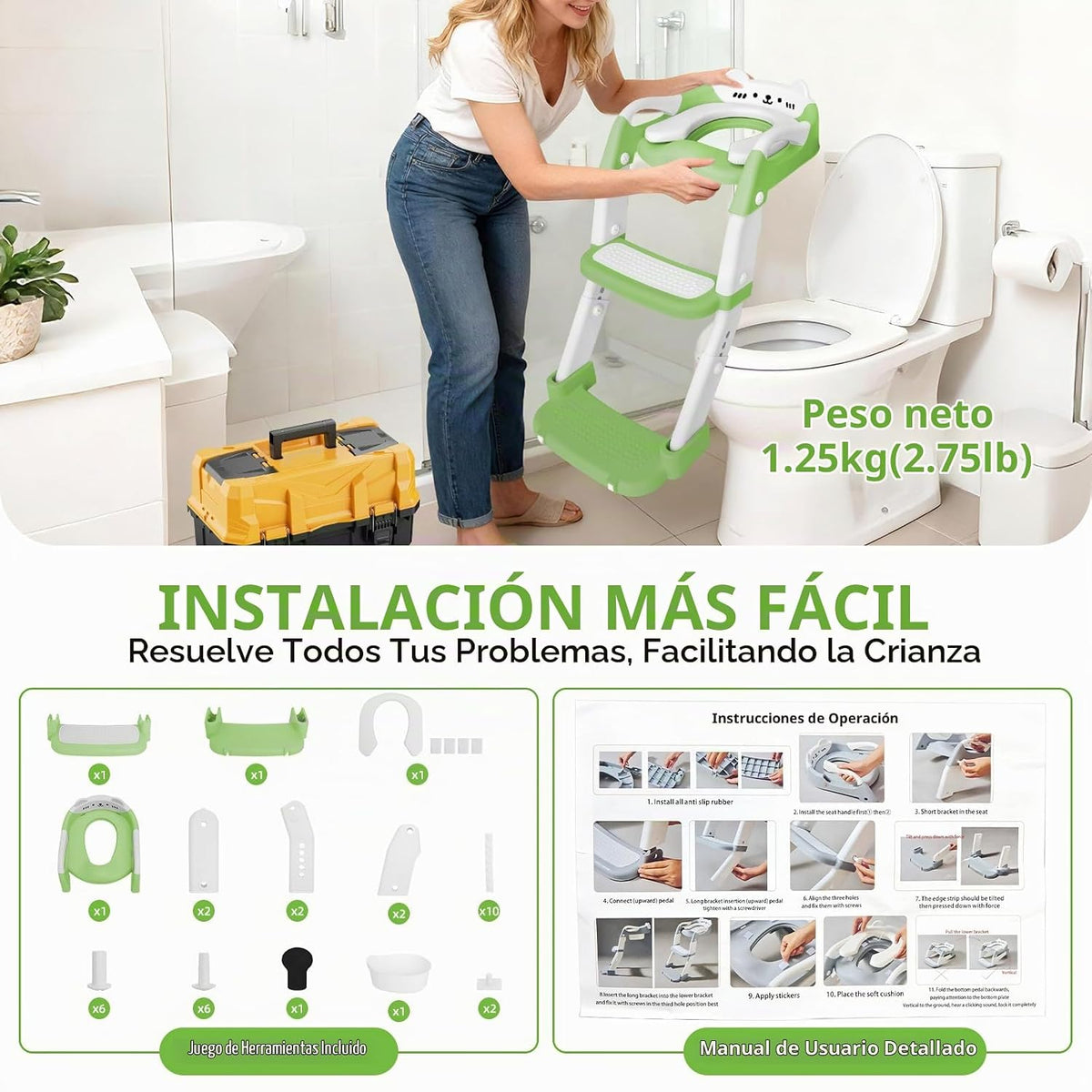 Asiento de entrenamiento para ir al baño, asiento de inodoro mejora...