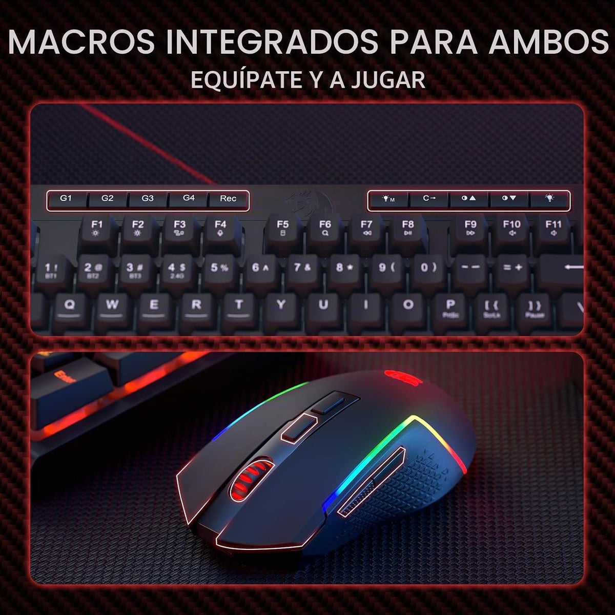 Redragon S142 Combo de teclado y mouse inalámbricos para juegos, te...