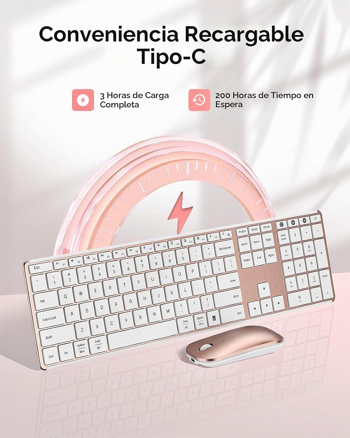 seenda SKM64-3 Combo de teclado inalámbrico Bluetooth y mouse para...