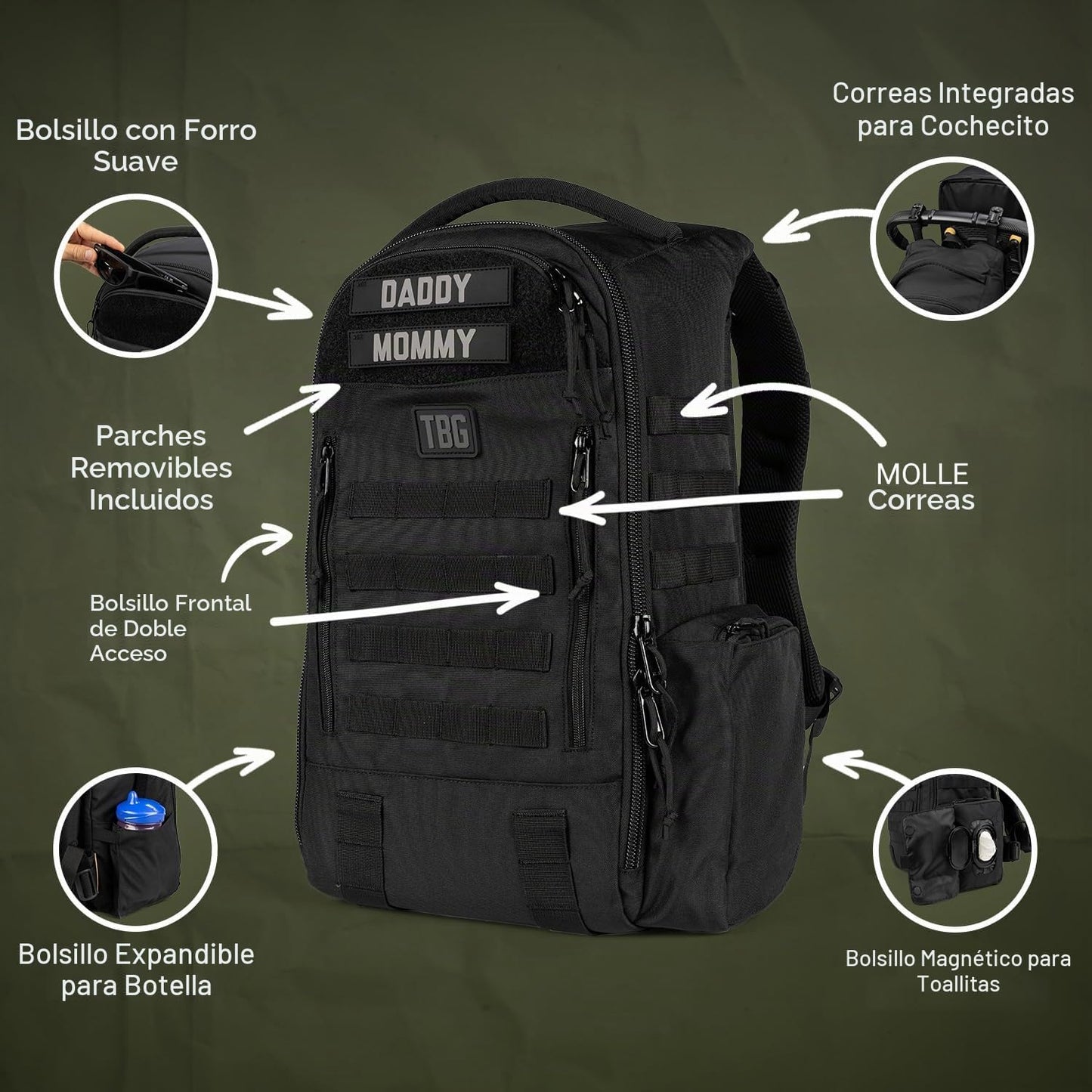 Tactical Baby Gear Daypack Mochila Táctica de Pañales para Papás -...