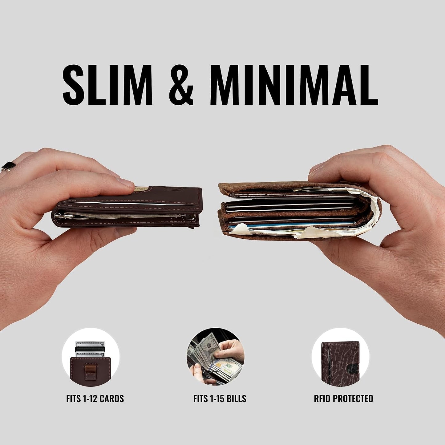 Kings Loot Pinza para billetes cartera minimalista delgada para hom...
