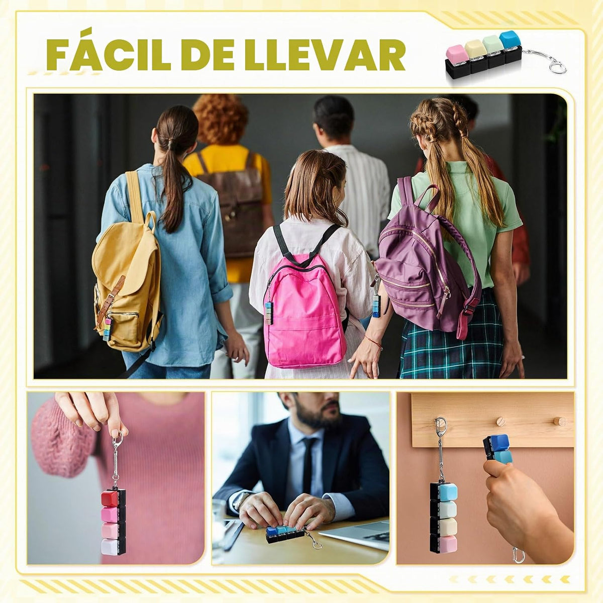 Halloscume 4 piezas de juguete para ansiedad con teclado, 4 en 1 Cl...