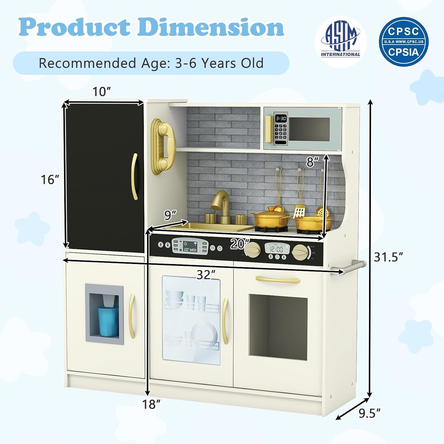 Costzon Juego de cocina para niños, juego de juguetes de cocina de...