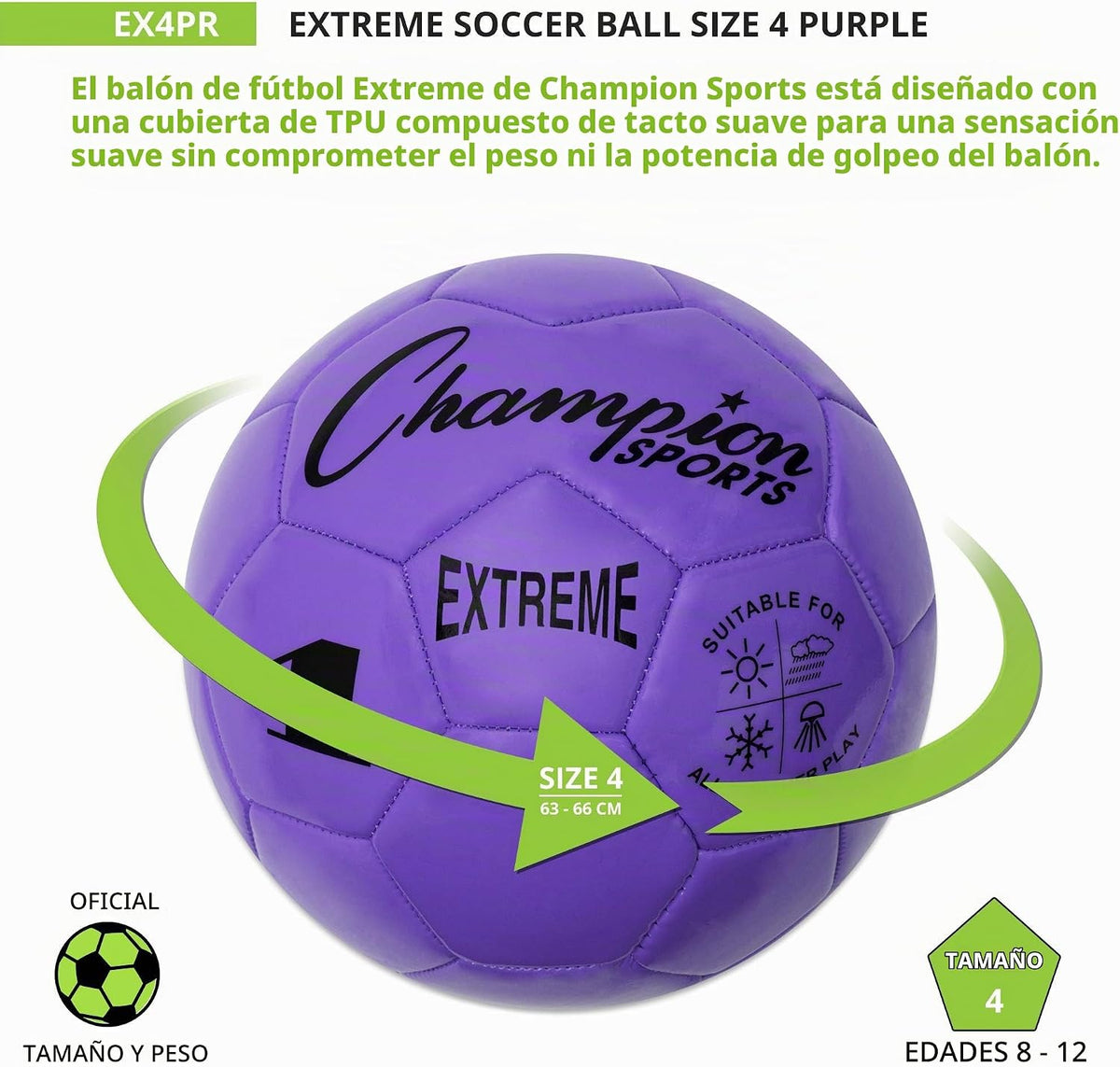 Champion Sports Extreme Series - Balón de fútbol \u2013 Tamaños 3,...