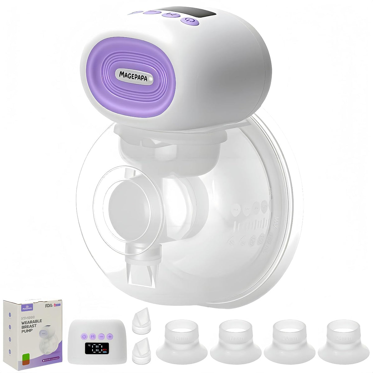 MAGEPAPA Extractor de leche eléctrico portátil | Fuerte succión, si...