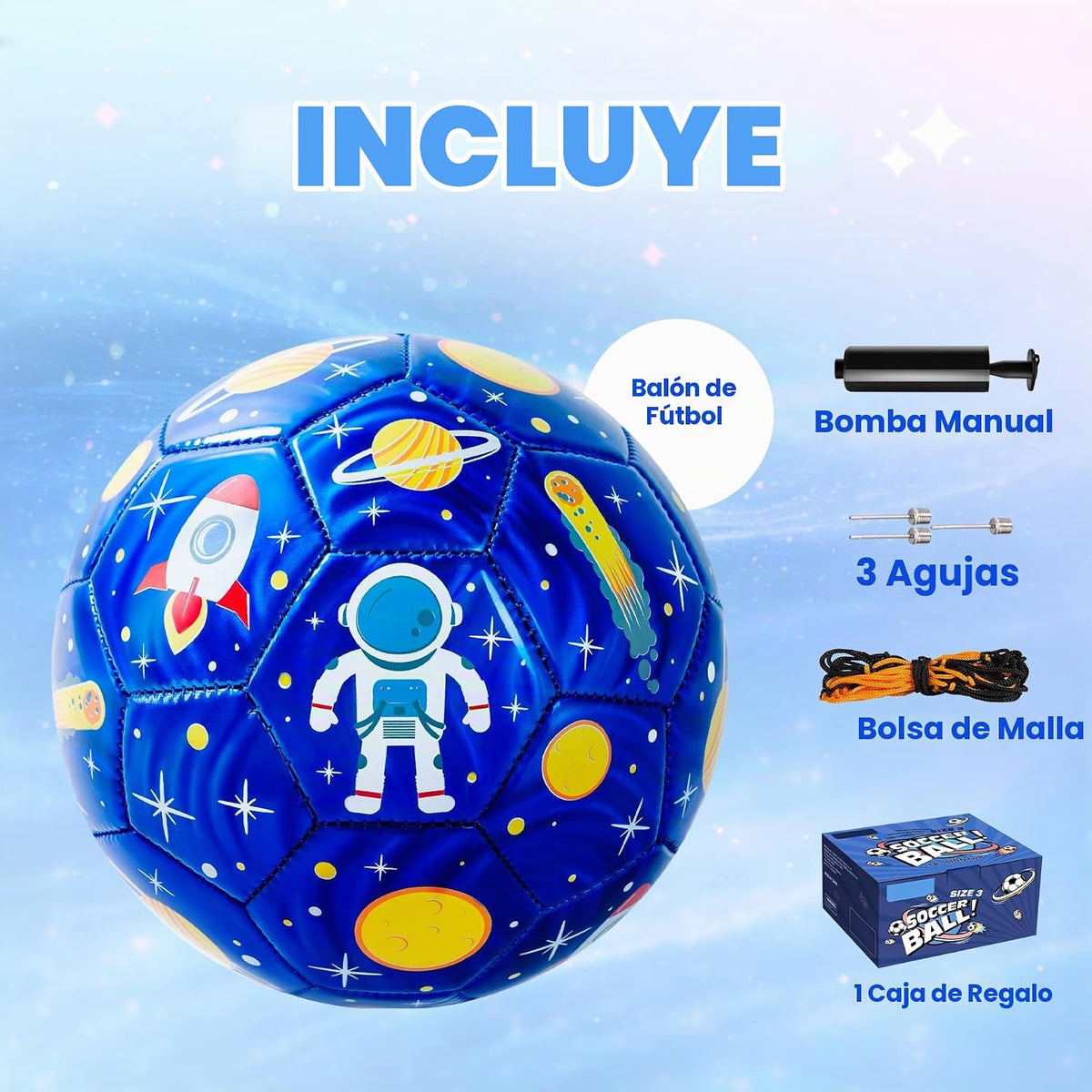 Balón de fútbol tamaño 4, tamaño 3, tamaño 2 con bomba desinflada,...