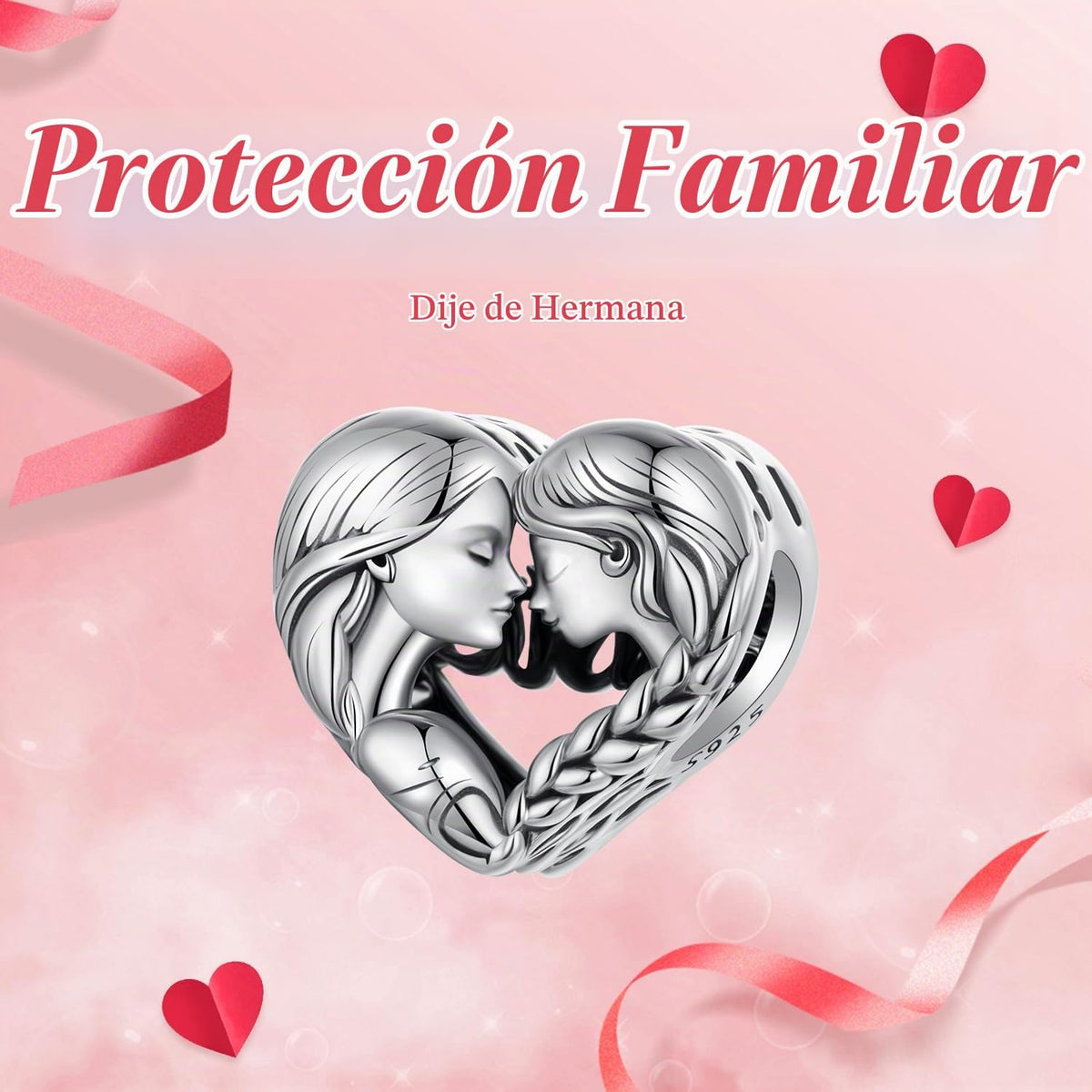 MUNDELL Abalorio con forma de corazón de mamá chapado en oro blanco...