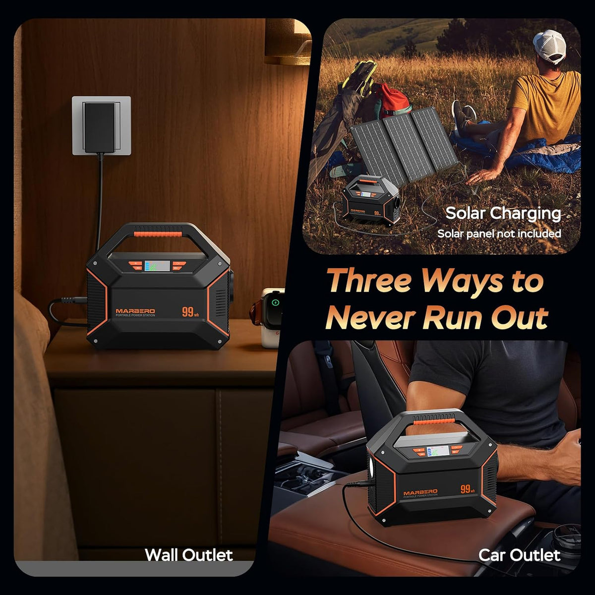 MARBERO Generador solar de 155 Wh con panel solar incluido Estación...