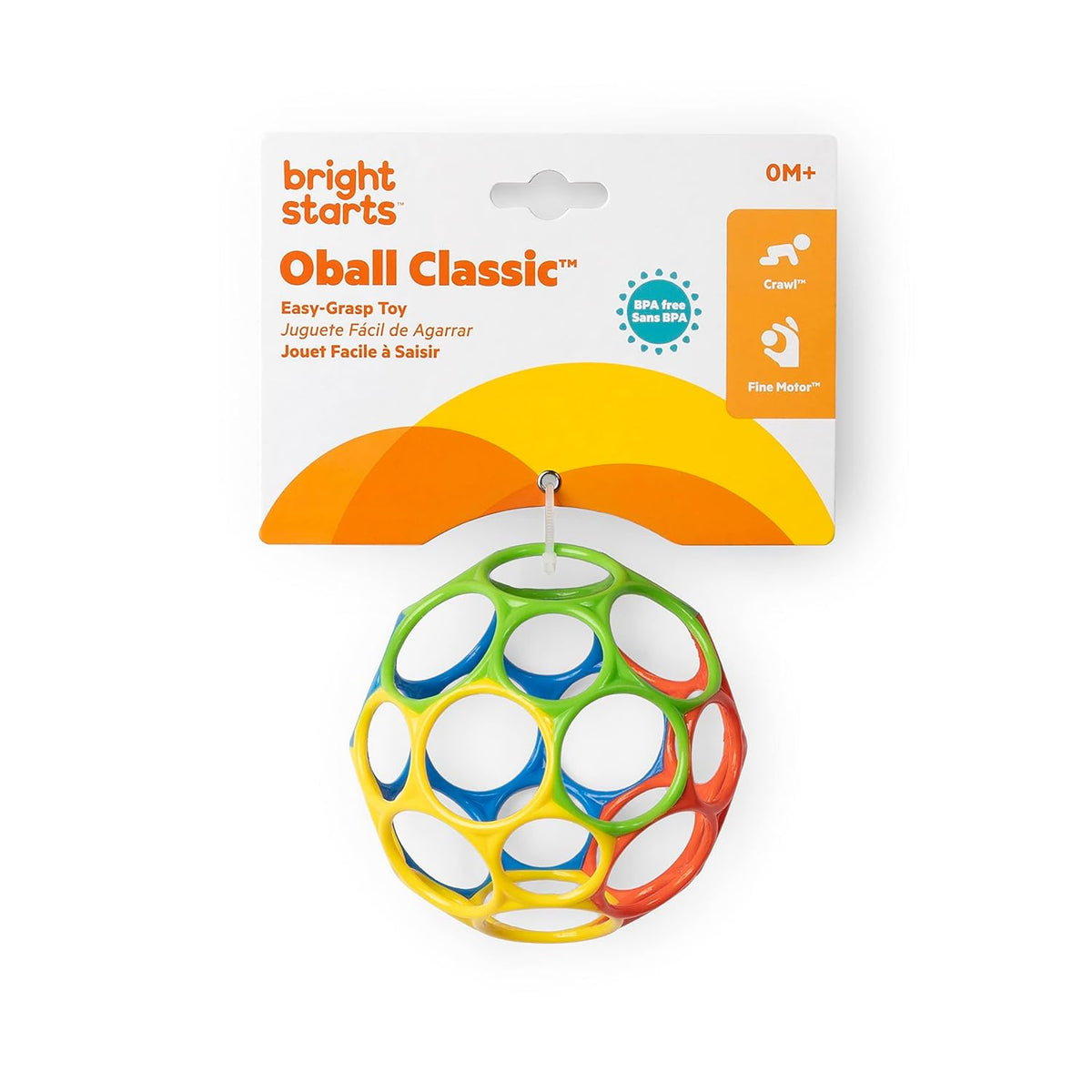Bright Starts Oball Easy Grasp - Pelota clásica sin BPA, juguete in...