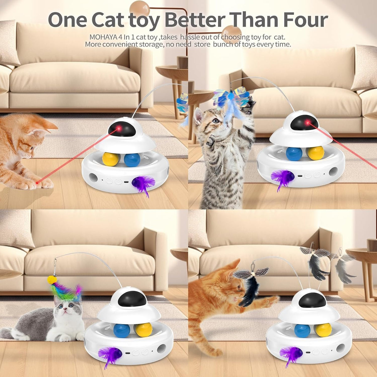 MOHAYA Juguetes Interactivos para Gatos de Interior, Juguete Automá...