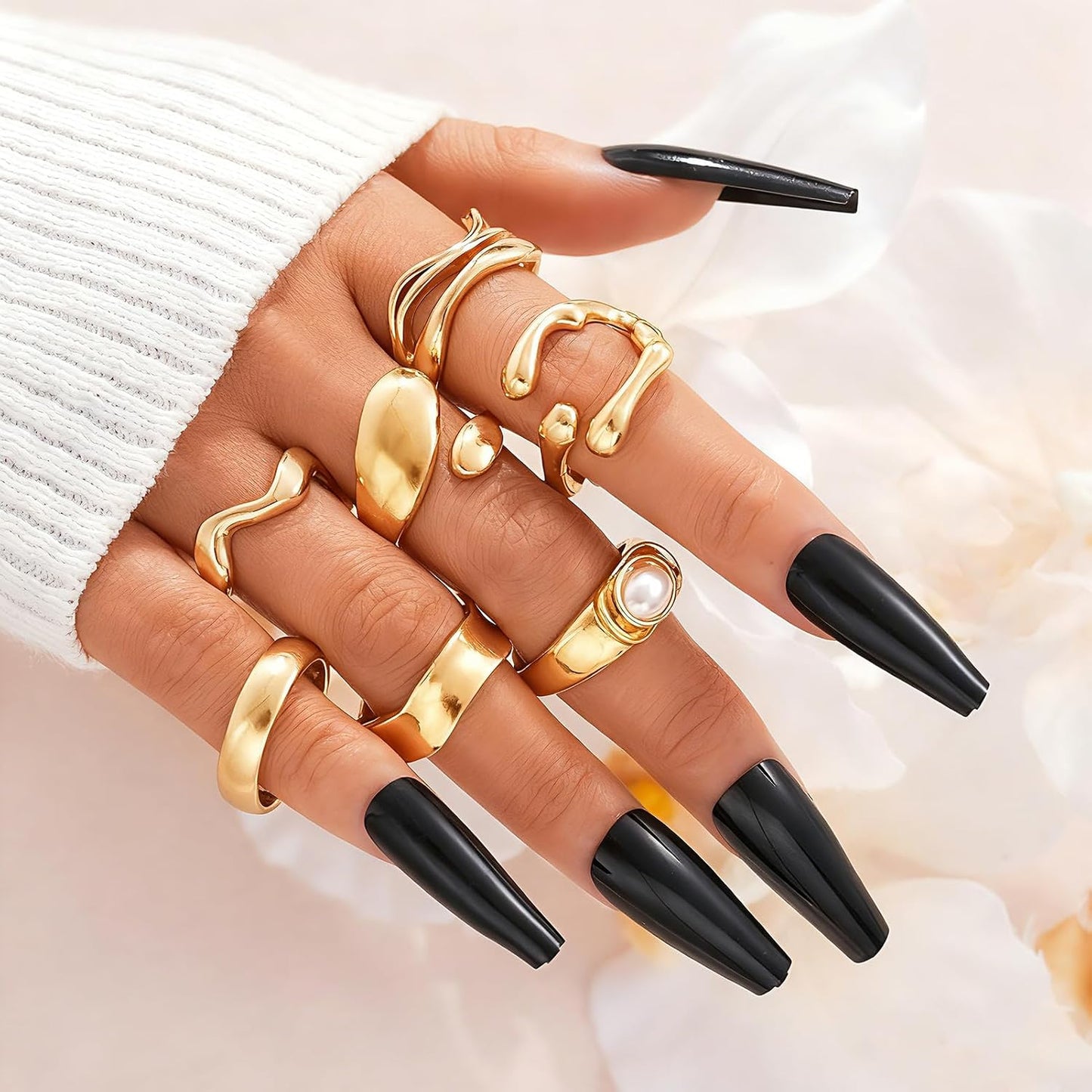 FAXHION Juego de 25 anillos apilables de oro para mujer, anillo de...
