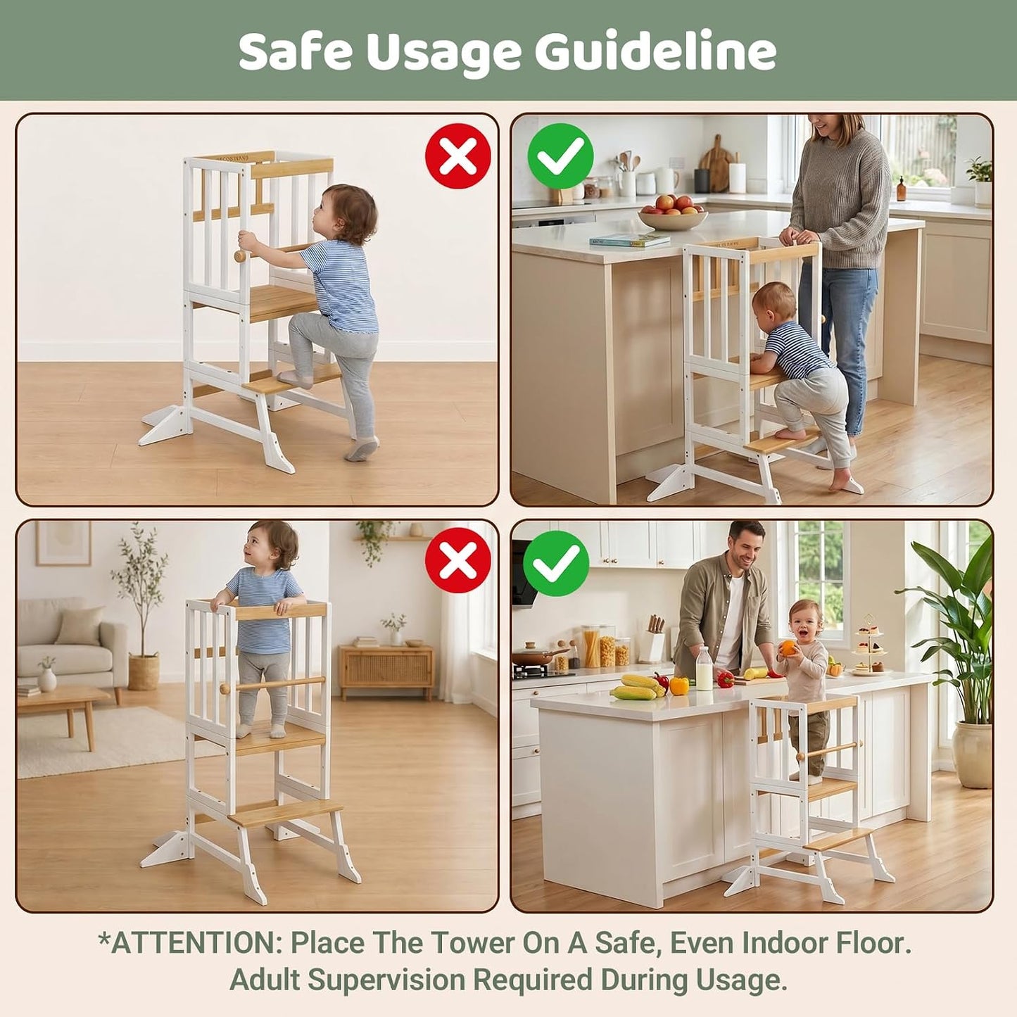 COSYLAND Torre de Pie para Niños Pequeños - Taburete de Cocina Ayud...