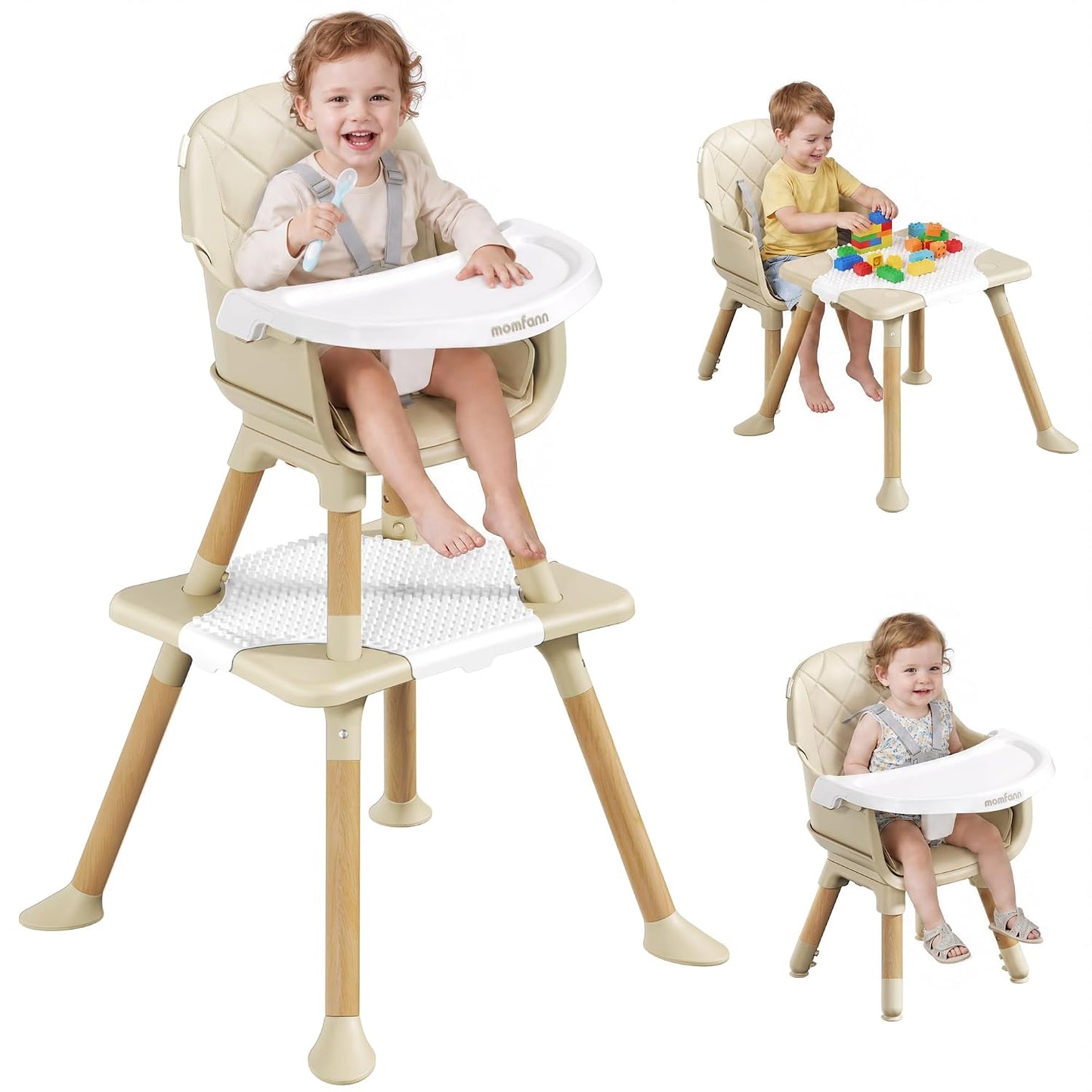 Silla alta convertible 6 en 1 para bebé y niño, silla alta para niñ...