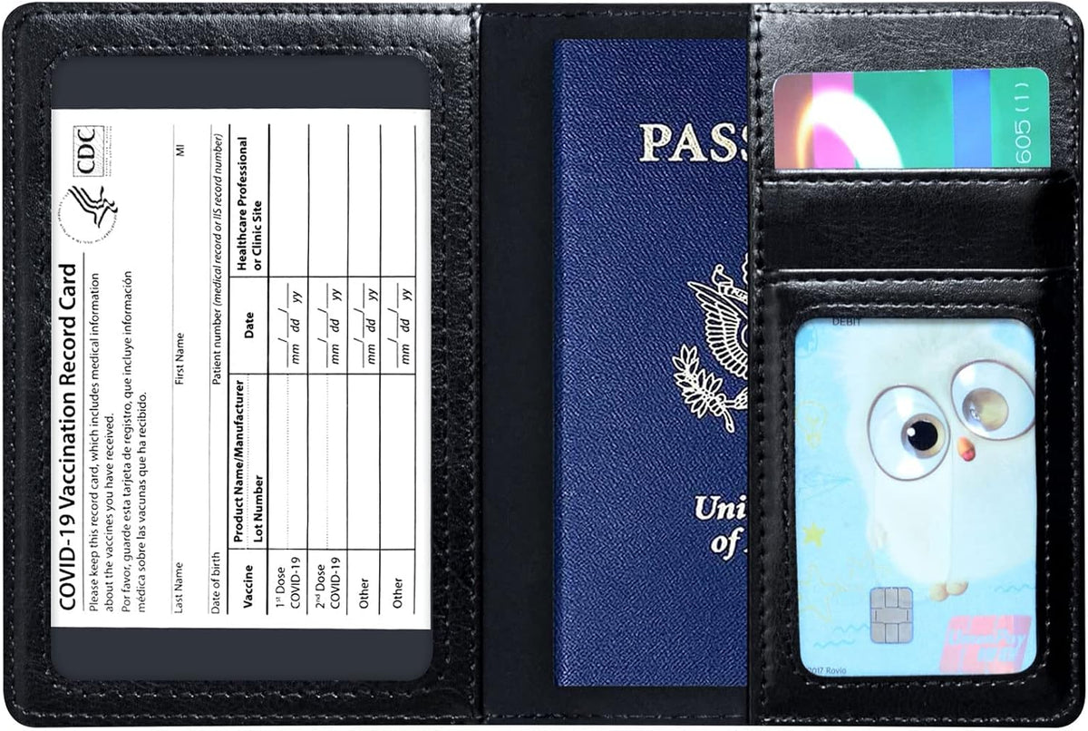 Funda para pasaporte con bloqueo RFID de piel, tarjetero con ranura...