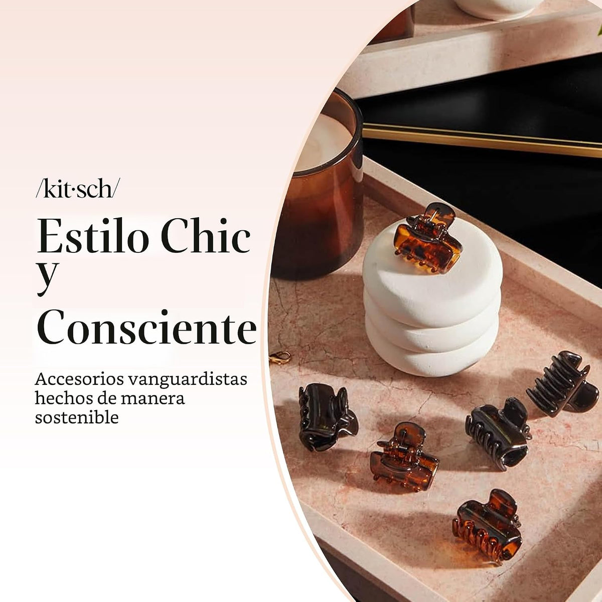 Kitsch Pinzas pequeñas para el cabello para mujer, color negro y to...
