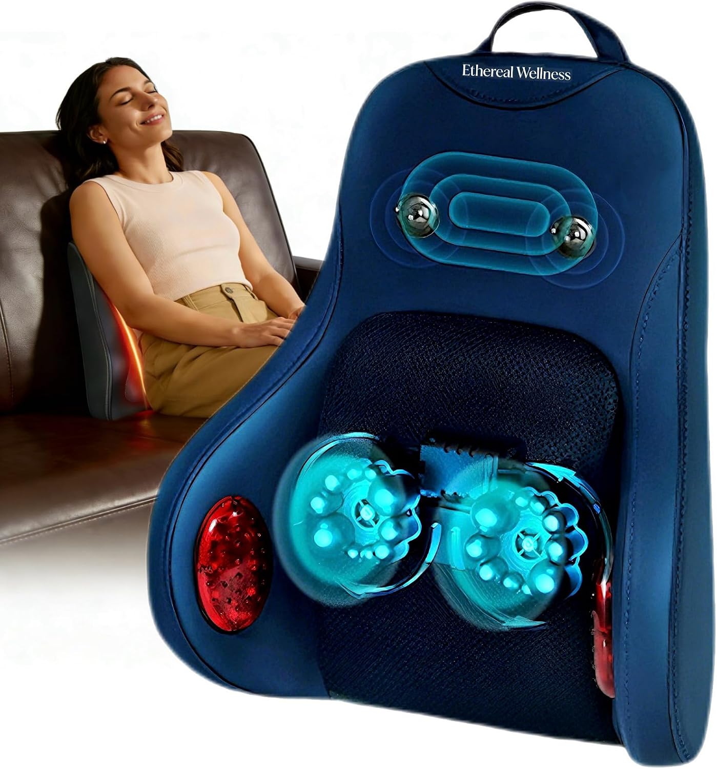 Ethereal Wellness Shiatsu Masajeador de cuello y espalda con calor,...