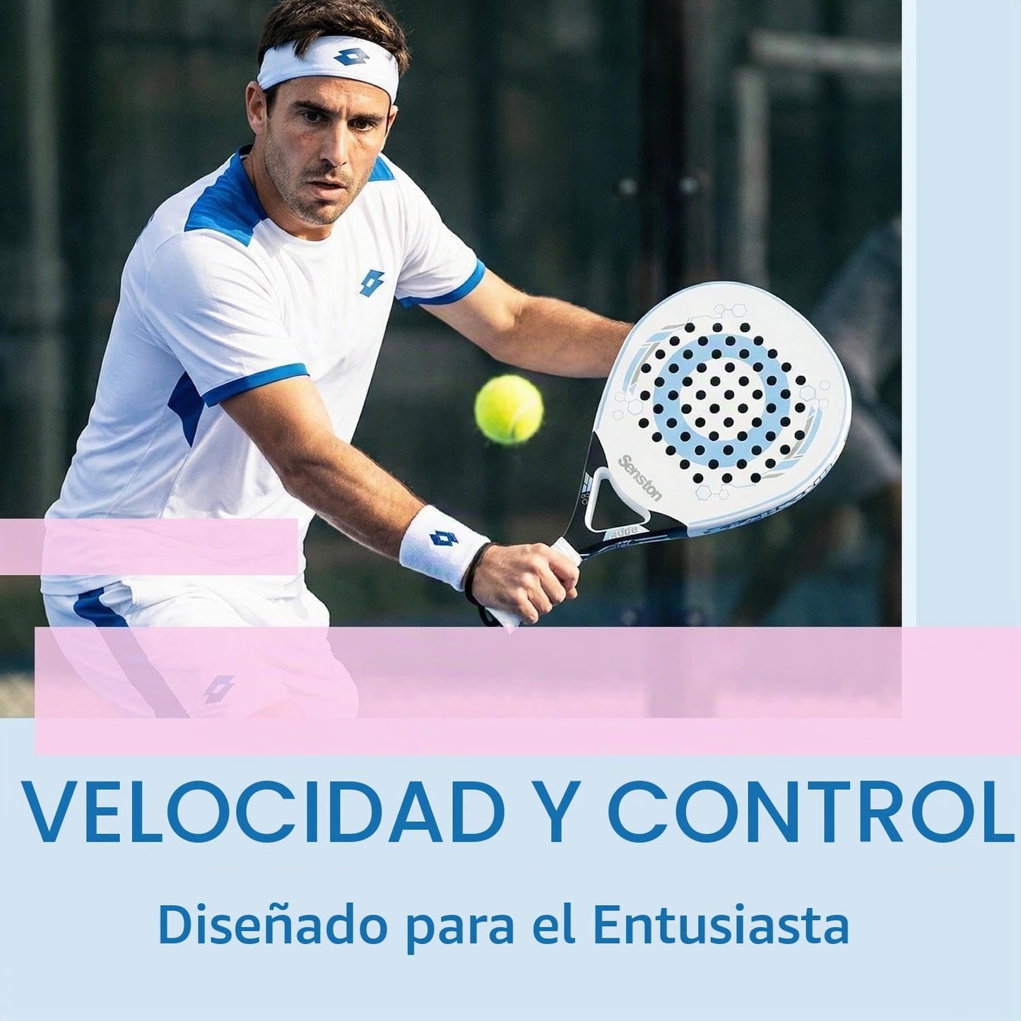 Senston Raqueta de pádel con superficie de fibra de carbono con núc...