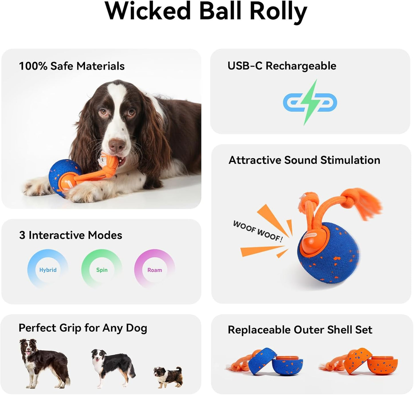 Cheerble Juguete interactivo inteligente para perros, bola de rollo...