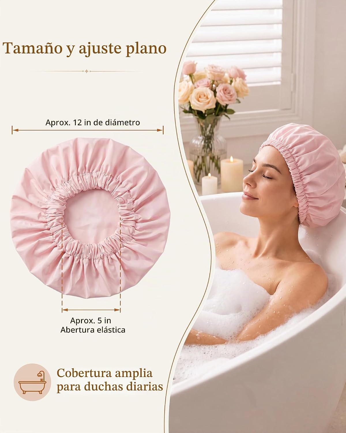 Edoneery Gorros de ducha para mujer, reutilizables, impermeables, g...