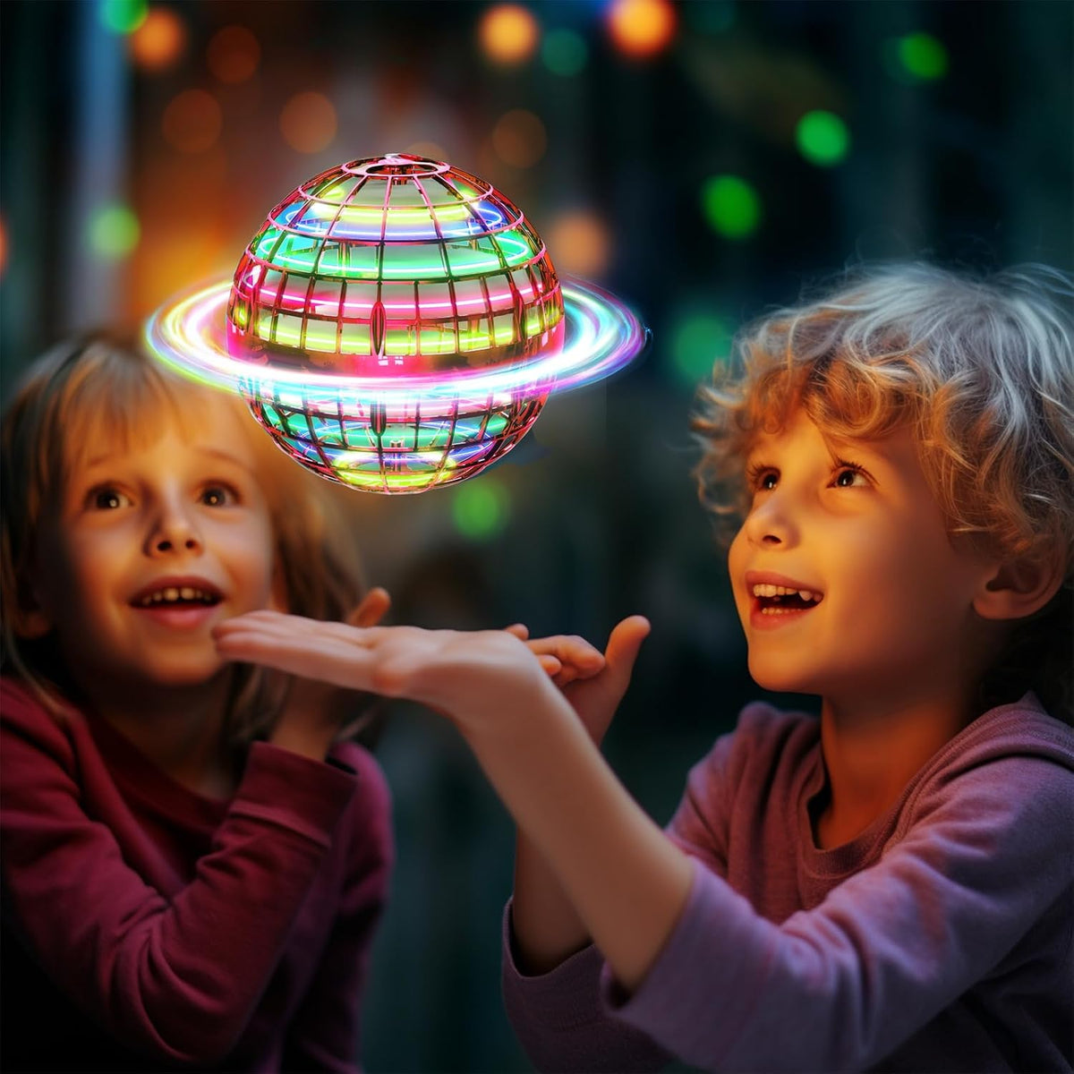 Ivtivfu Bola de orbe voladora (roja, actualizada en 2025) con luces...