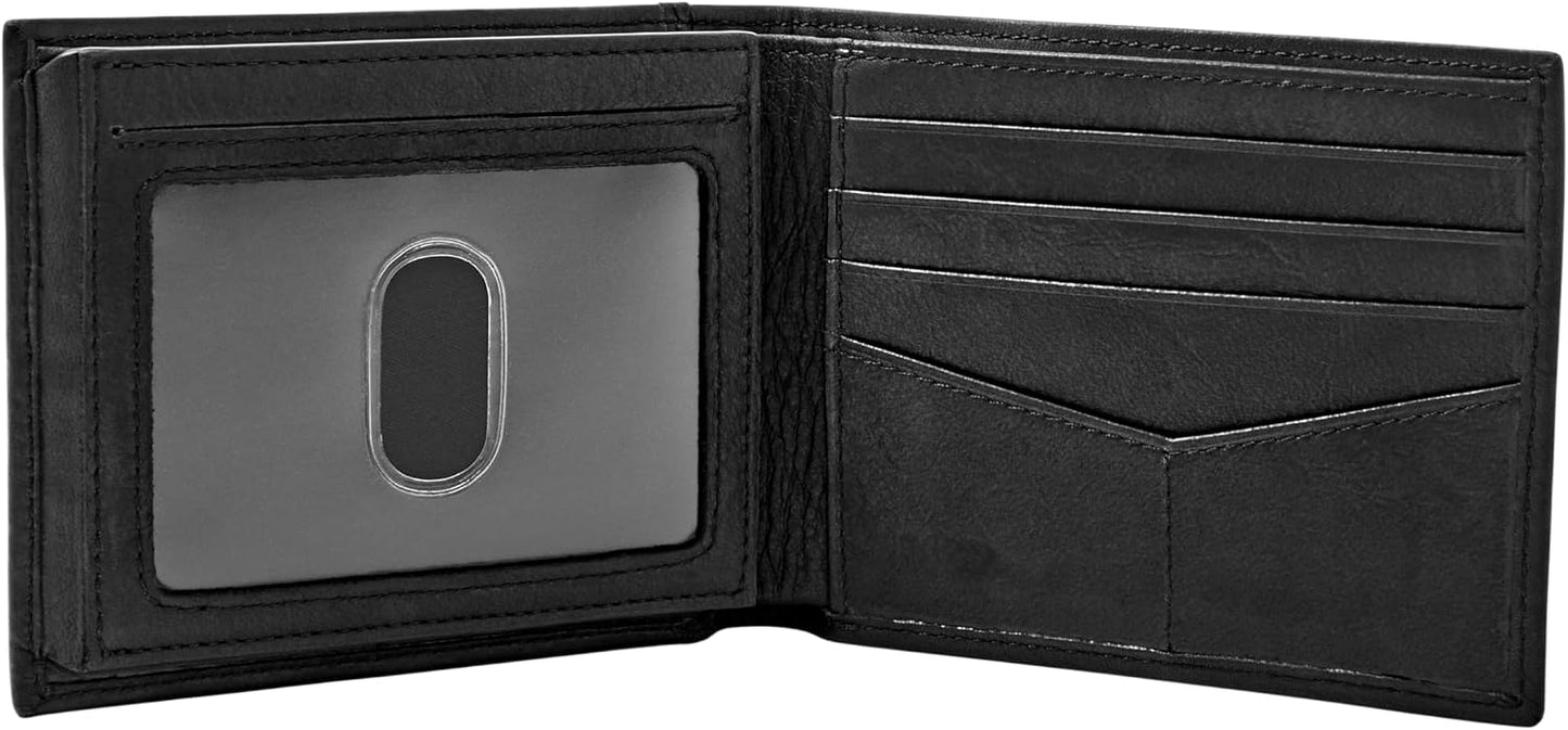 Fossil Cartera de hombre de cuero Ingram de doble pliegue con bloqu...
