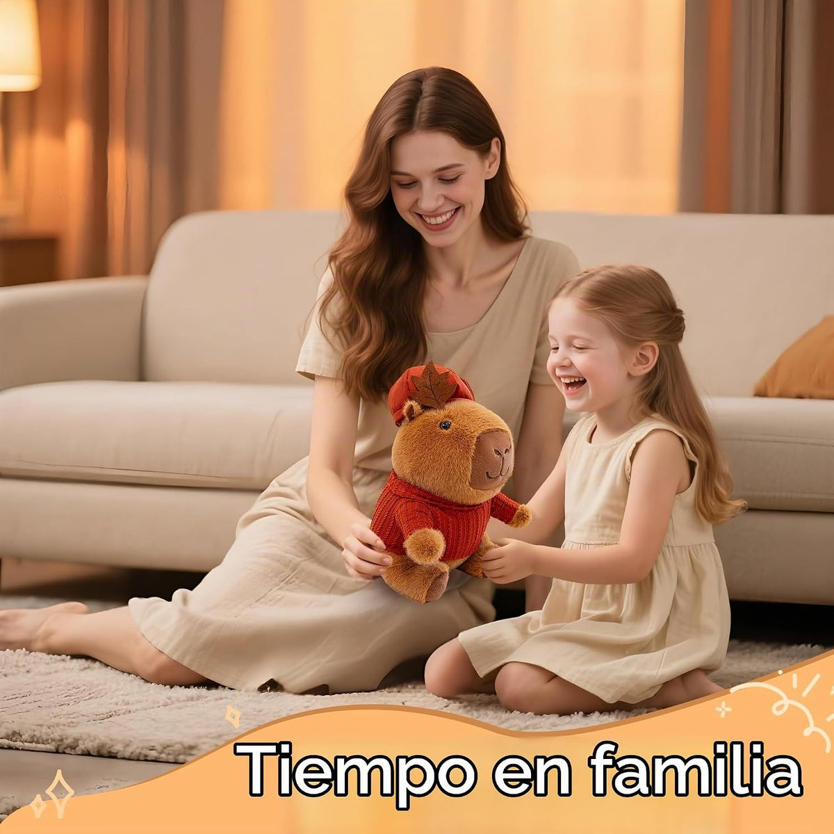 Capybara - Lindo animal de peluche kawaii con sombrero de ropa roja...