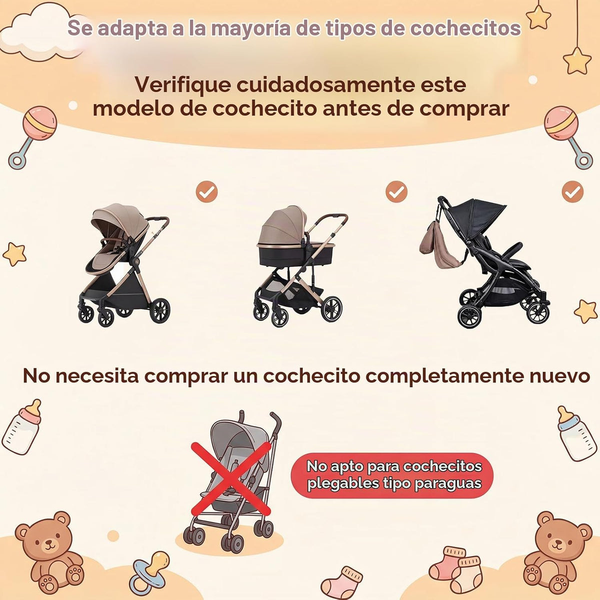 Hamaca de cochecito extra para niños pequeños, alternativa para tab...