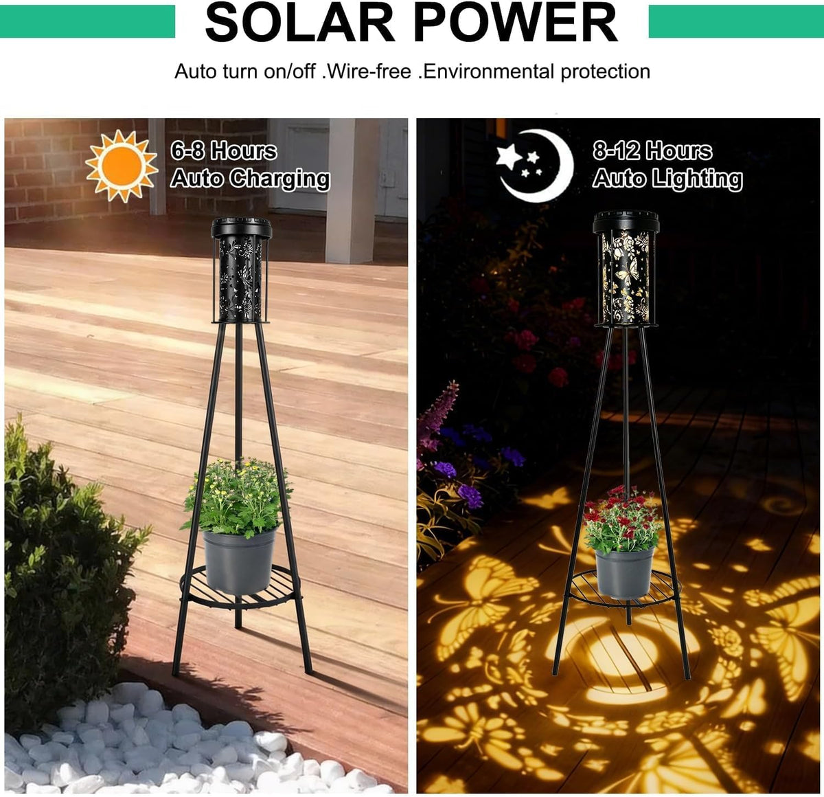 SendaLife Lámparas solares de pie para exteriores, lámpara de pie i...