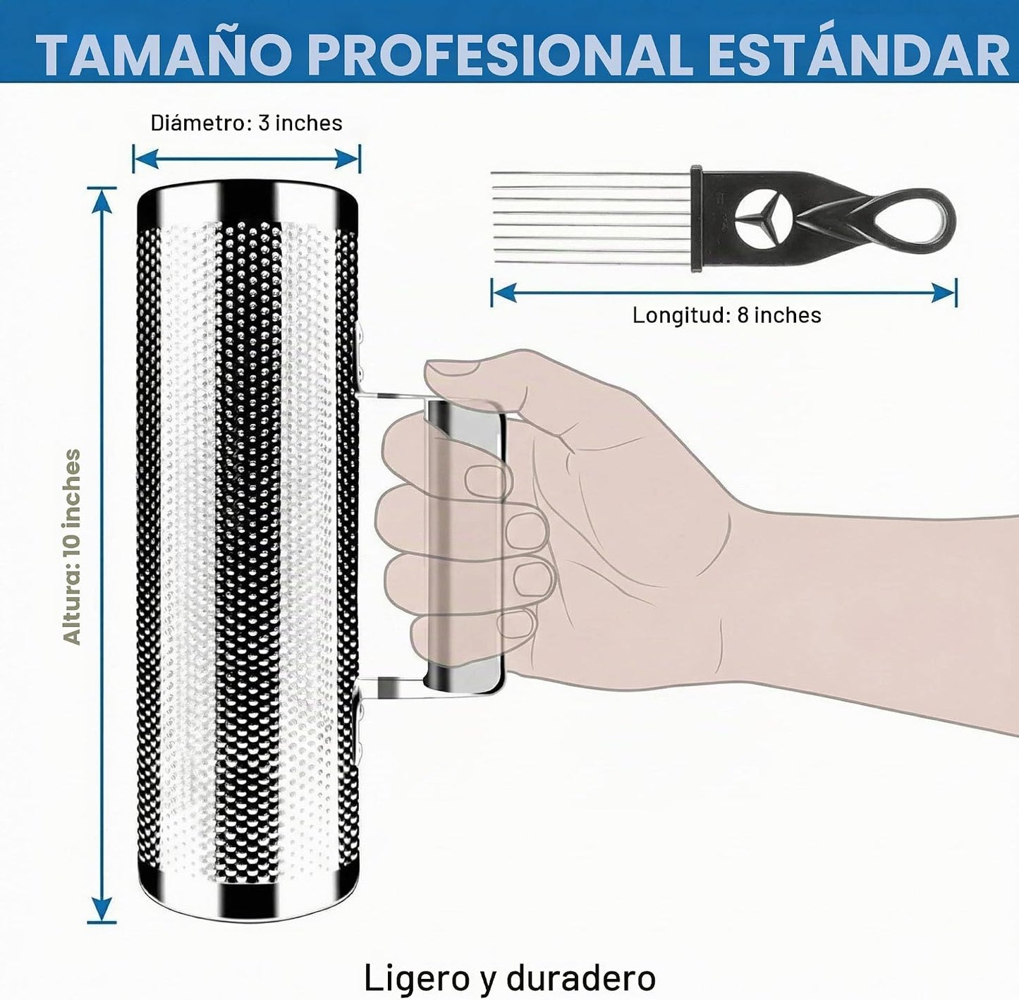 Guiro profesional de acero inoxidable, instrumento de percusión lat...